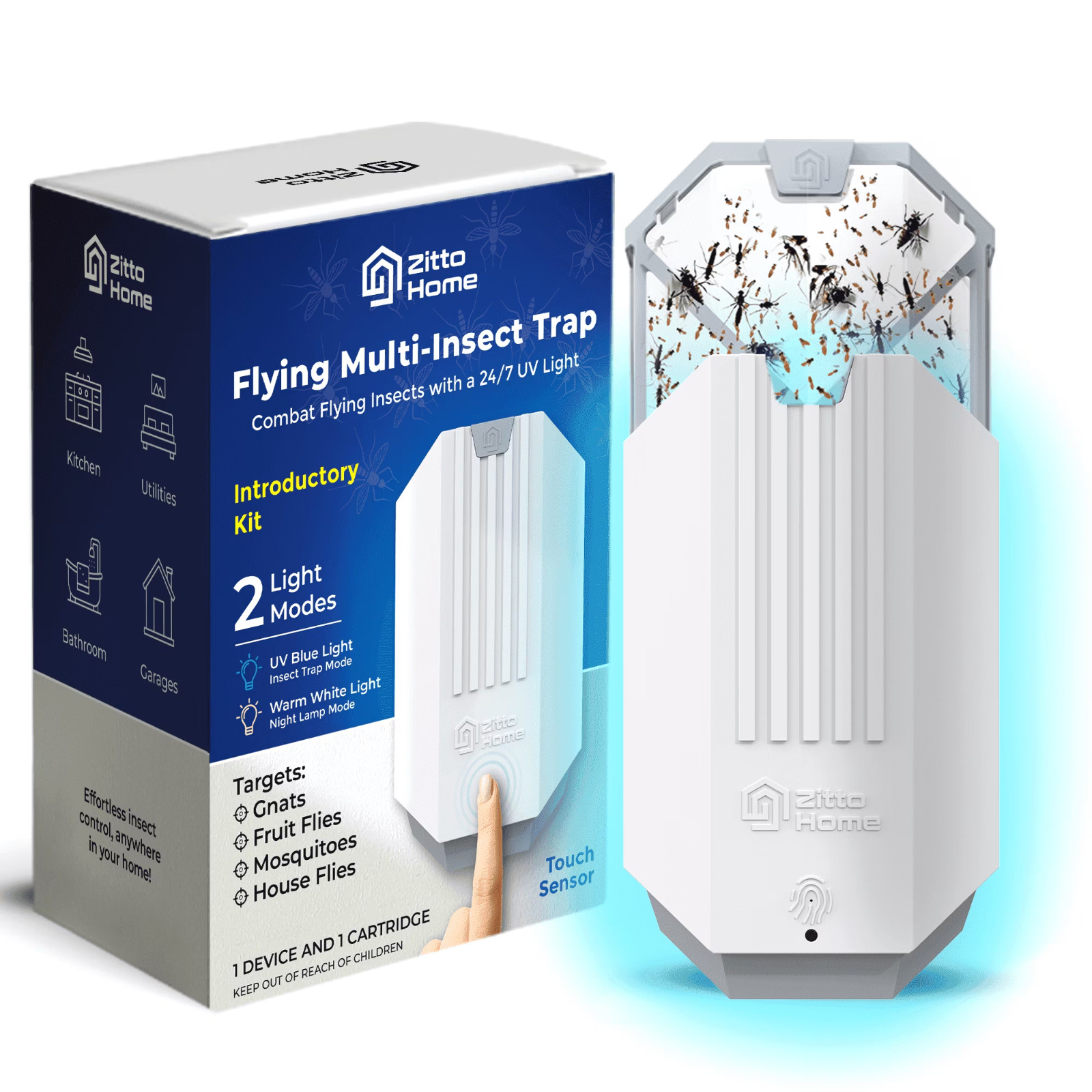 Zitto Home Flying Insect Trap with Plug-in Fly Trap Device and Refill Kit