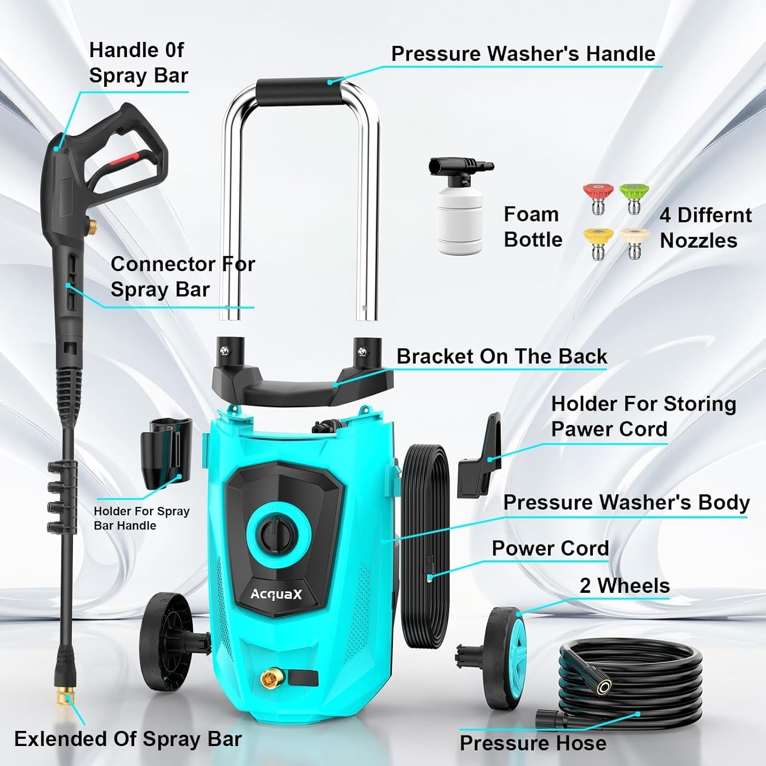 Electric Pressure Washer 4300 PSI MAX 2.8 GPM Portable Electric Power Washer
