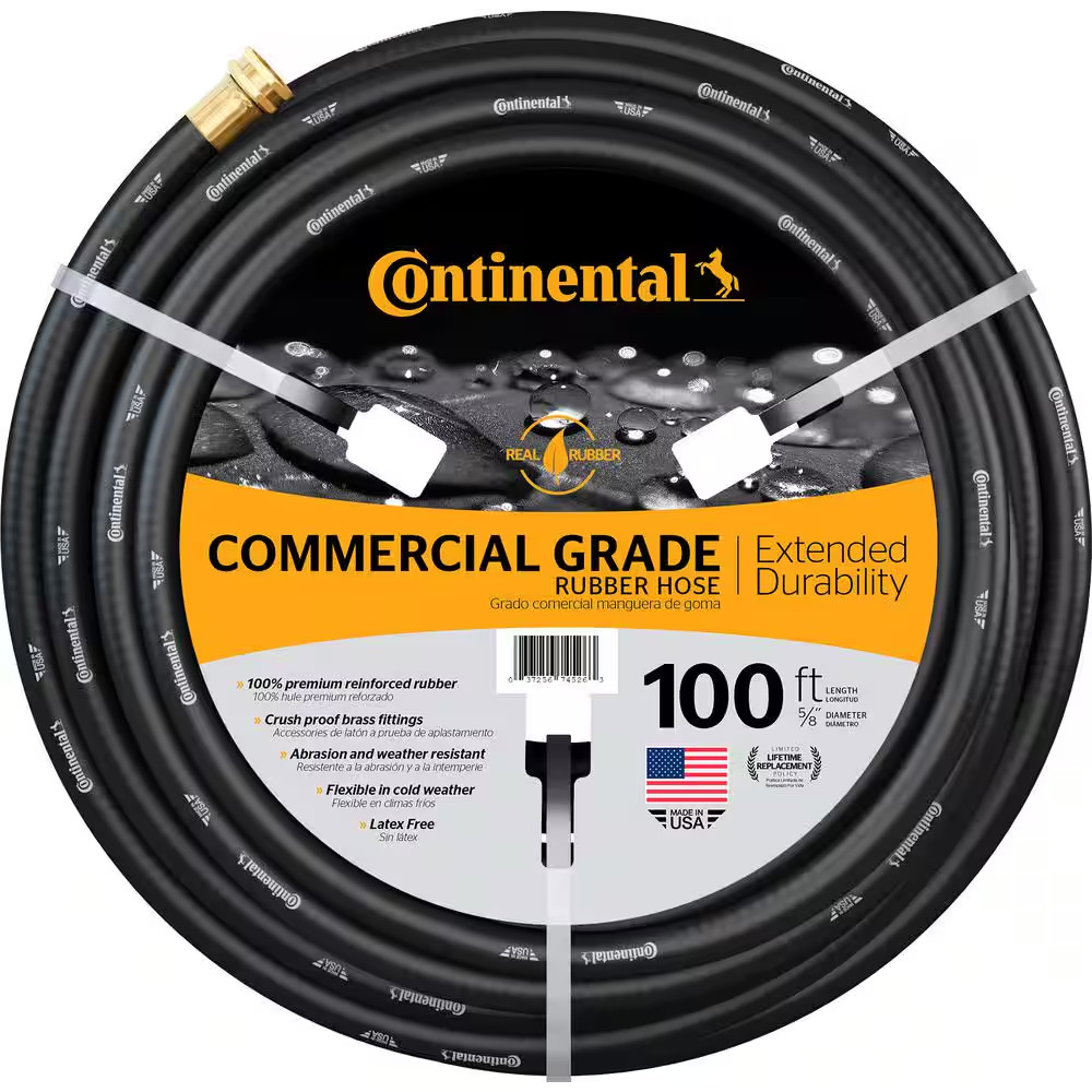 Premium 5/8 In. Dia X 100 Ft. Commercial Grade Rubber Black Water Hose