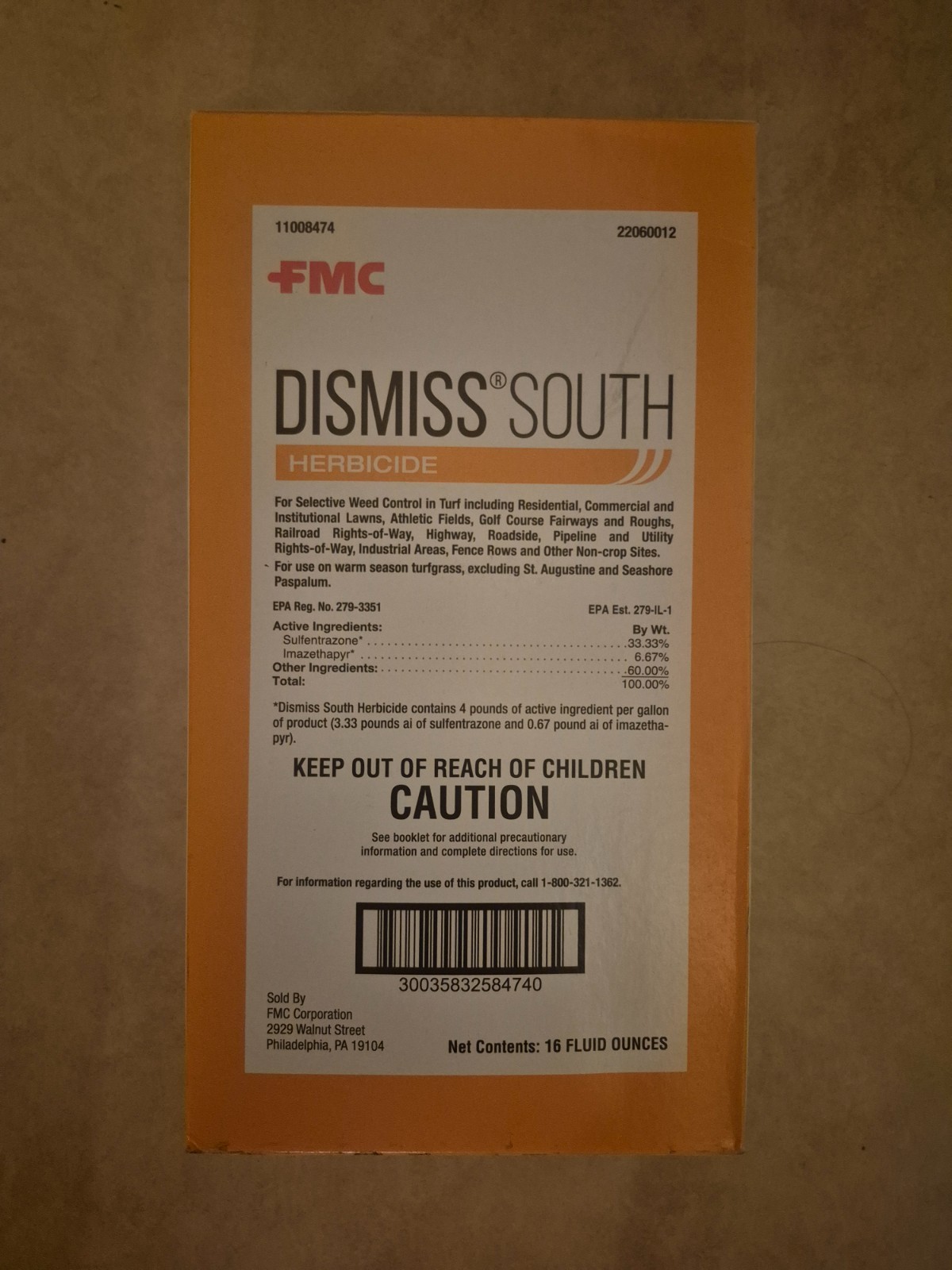 Dismiss South Herbicide bottle (10 oz)