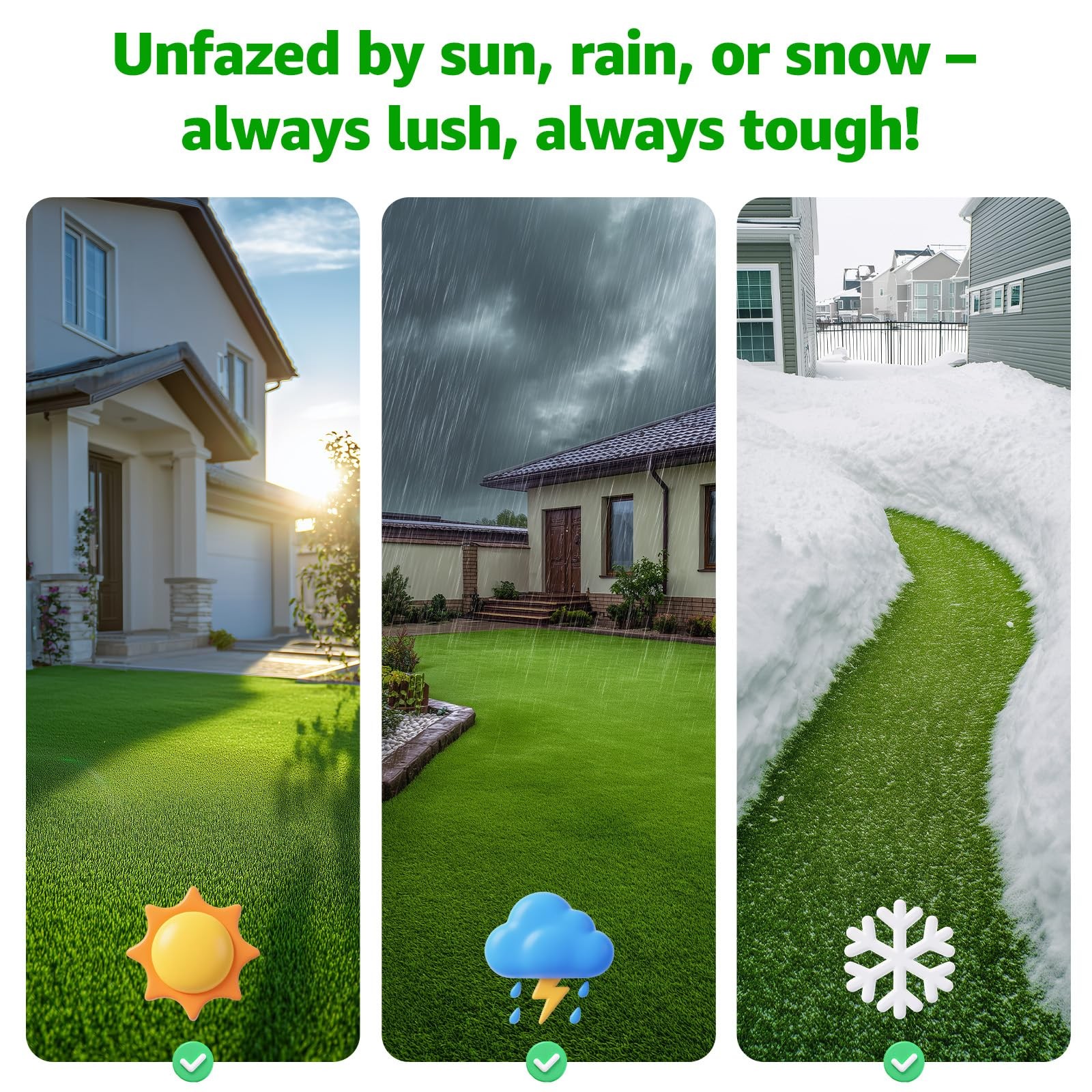 Realistic Artificial Grass Mat Customized Sizes, 6ft x10ft Synthetic Fake Gra…