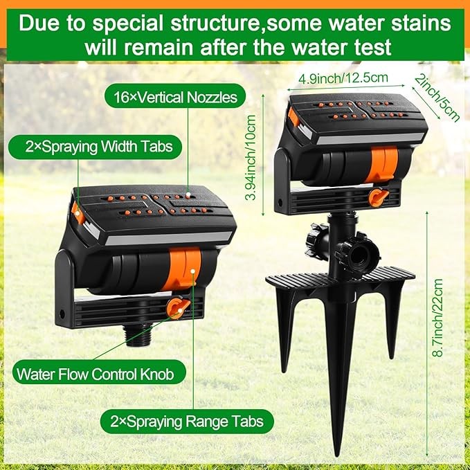 Oscillating Lawn Sprinkler Adjustable Spray Garden Yard Water Sprinkler Spike
