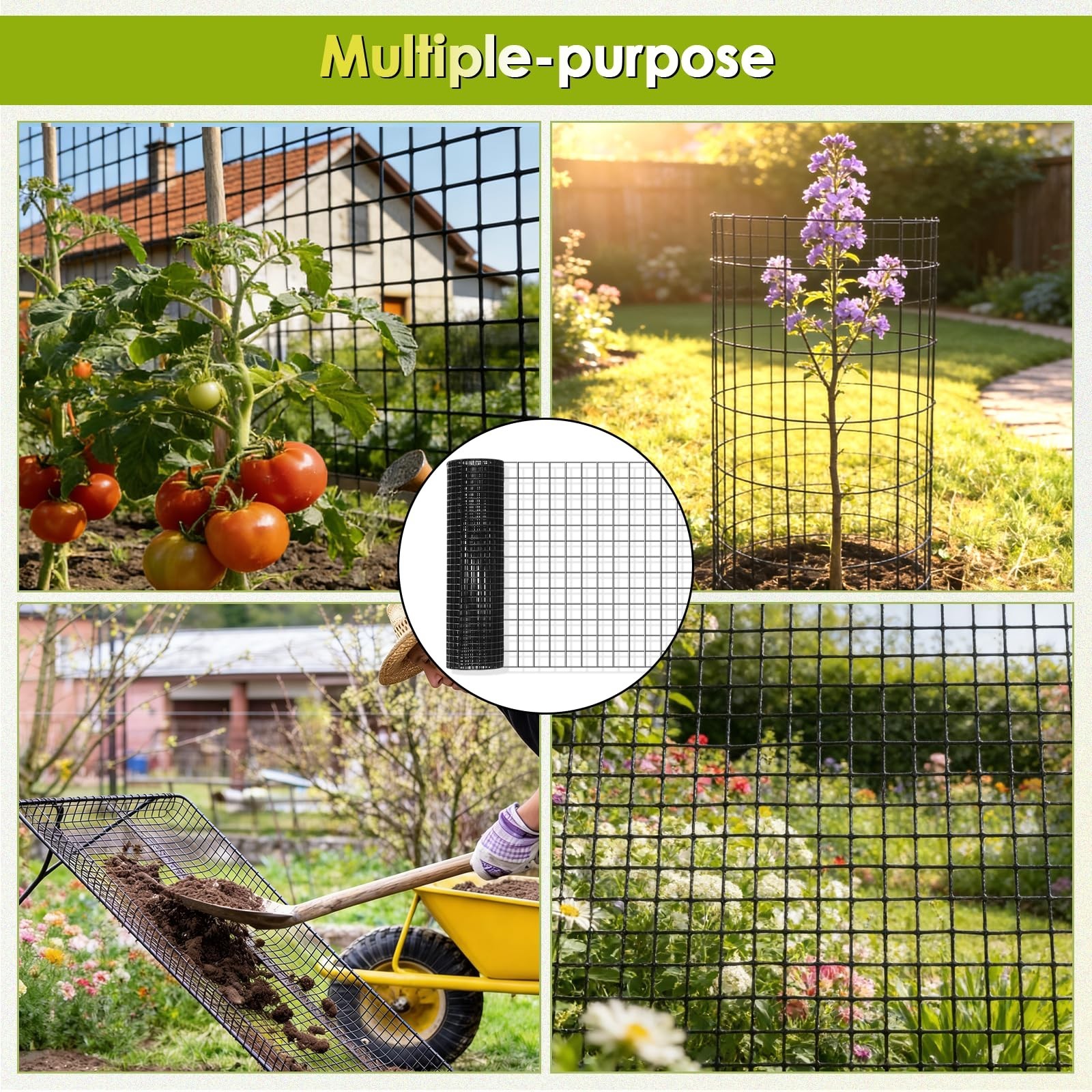 1/2″ Black Hardware Cloth 16″x10′ PVC Coated Galvanized Steel Fencing Roll – Gar