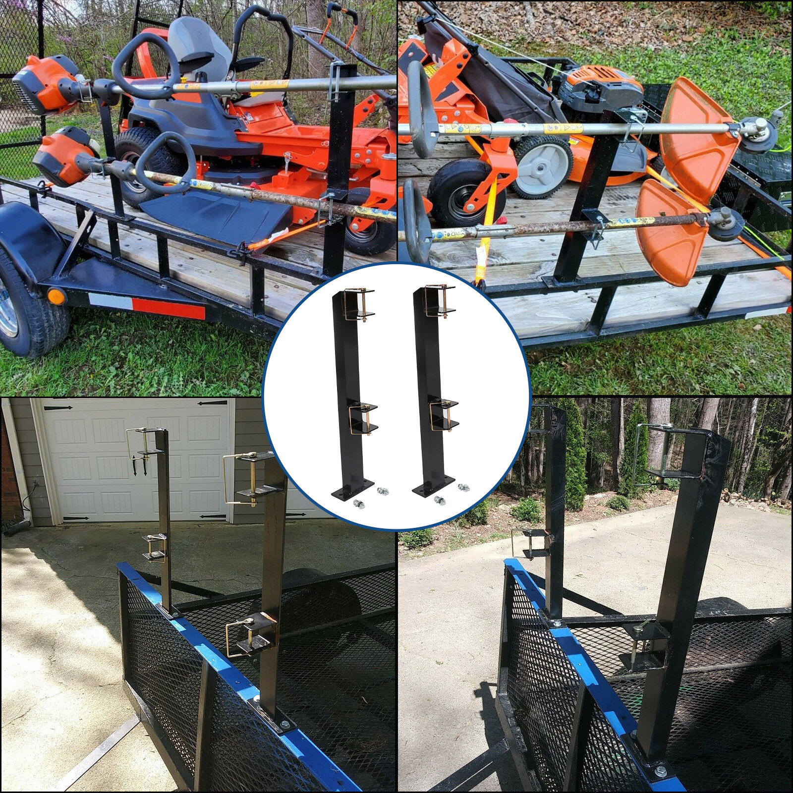 Lockable Weeder Trimmer Double Rack Holder Carrier Mount For Landscape Trailer