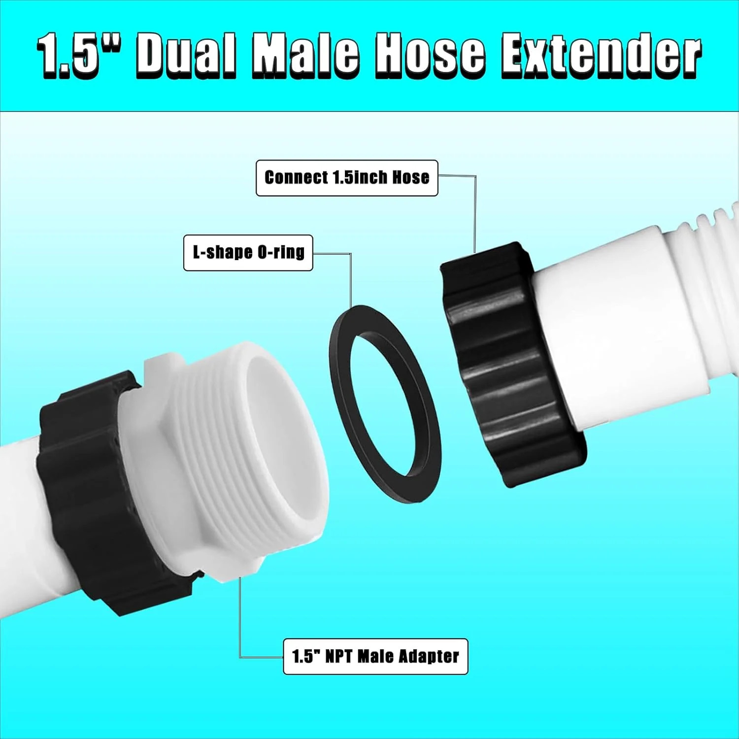 Pool Hose Adapter for Intex & Coleman Pool Split Hose Joint Connector, 1.5 to 1.