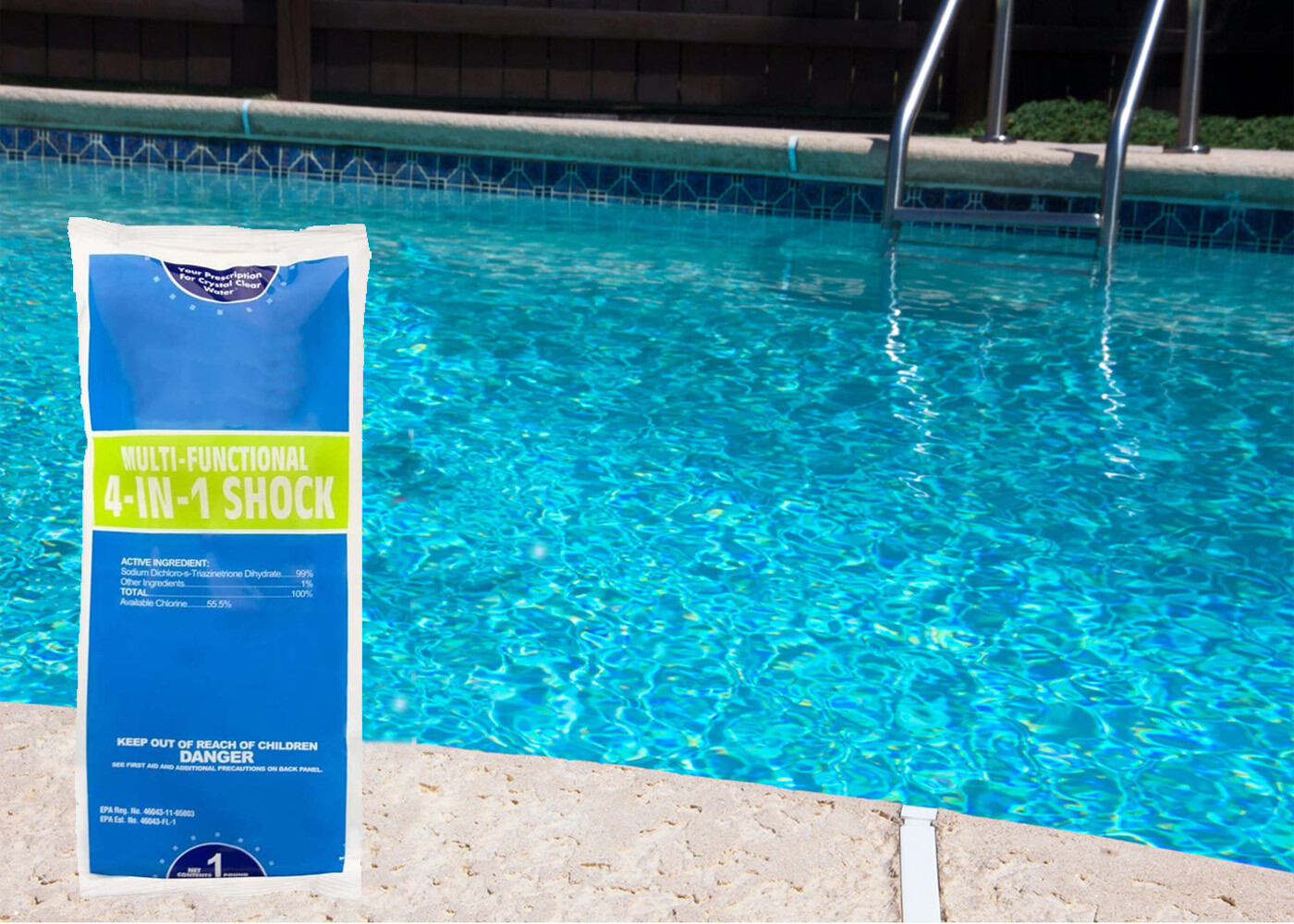 Multi-Functional 4-in-1 Swimming Pool Chemical Shock 1 lb Bag – Choose Quantity