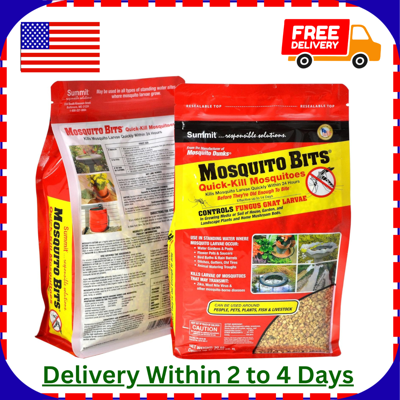 Summit Mosquito Bits 30 oz Mosquito Larvicide Bti Granules Kills Larvae