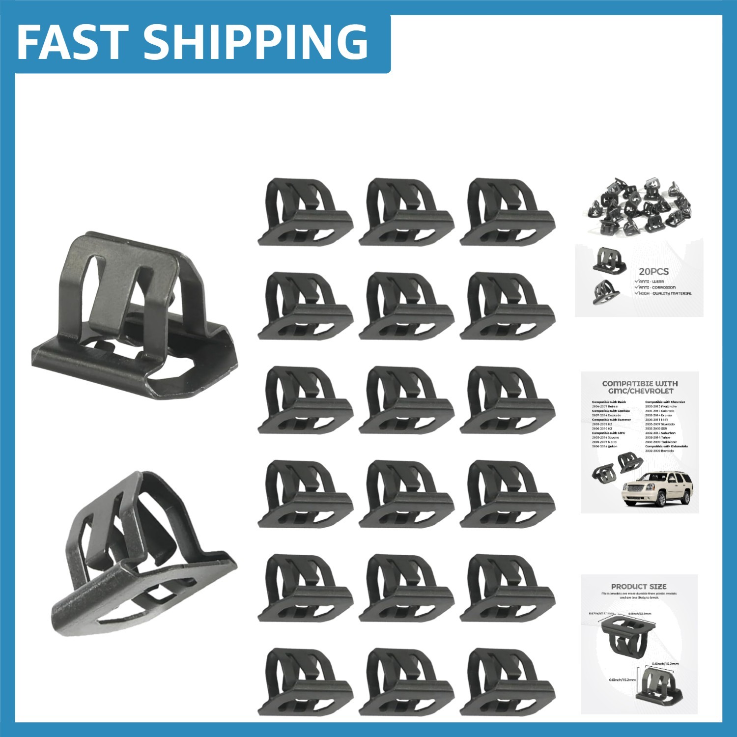 20PCS Round Steel Grill Retainer Clips – Fits GM Models Precisely