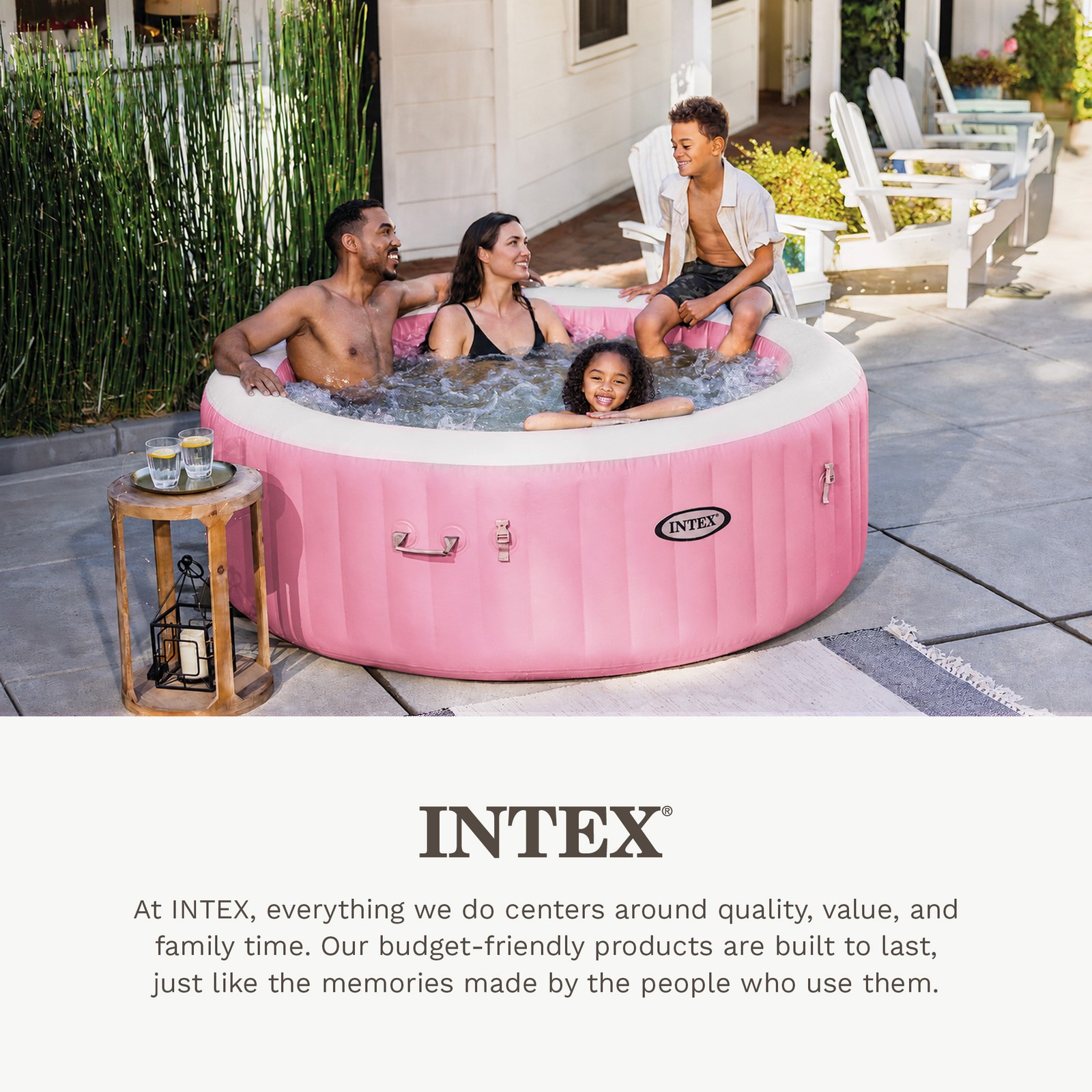 INTEX PureSpa Bubble Massage Spa Set with Energy Efficient Cover, 77″ x 28″