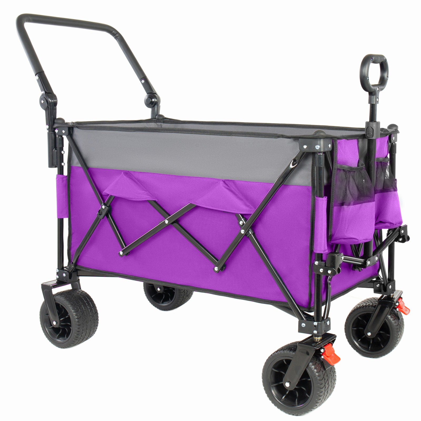Folding Wagon Cart with Canopy, 480 lbs Capacity, 300L, 7″ Wheels, Purple