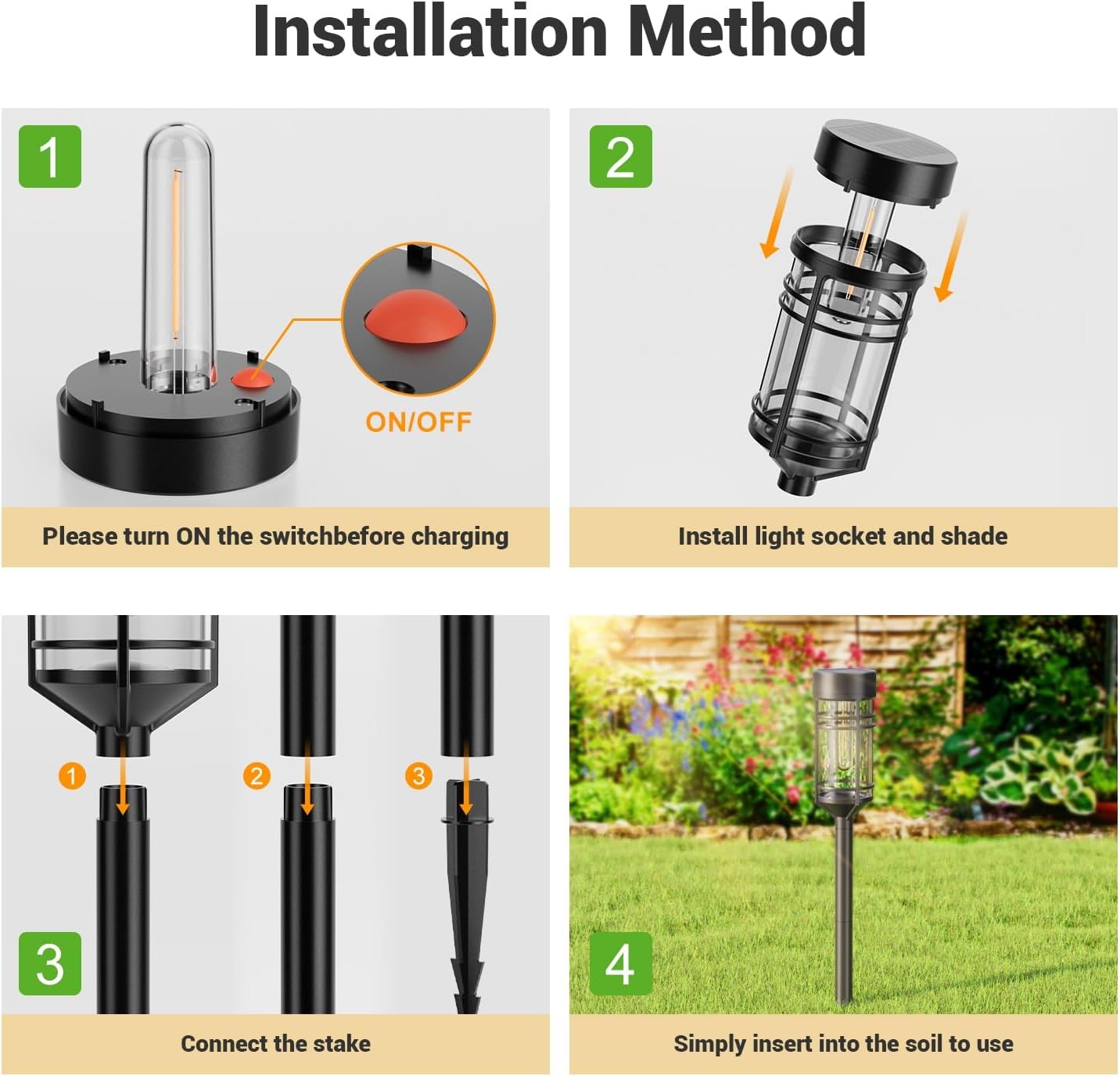 Rugged LED Solar Garden Lights IP65 Landscape Lighting for Driveway Walkway Yard