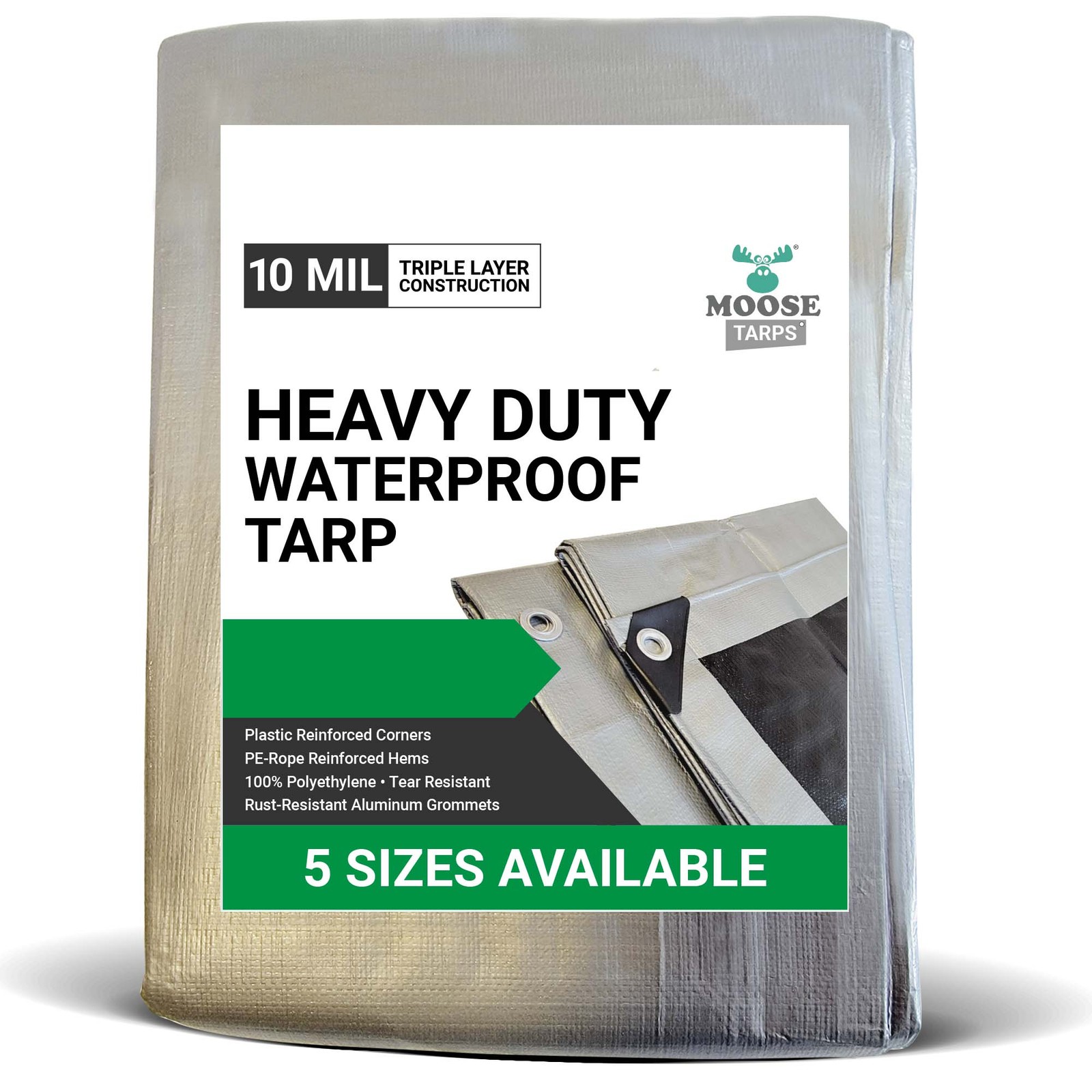 Heavy Duty Tarp 30×50 Silver Black Car Boat Roof Construction Cover Tarpaulin