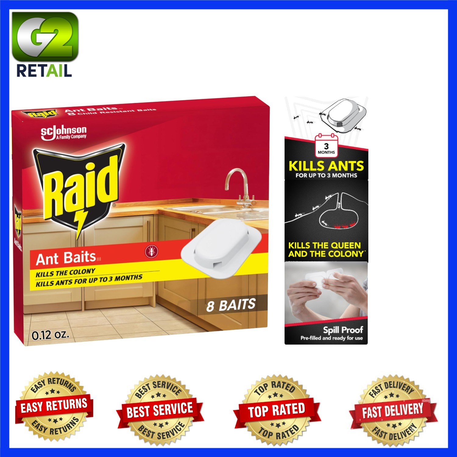 Effective Raid Ant Killer Baits, 8 Count – Child-Safe Solution for Indoor Ants