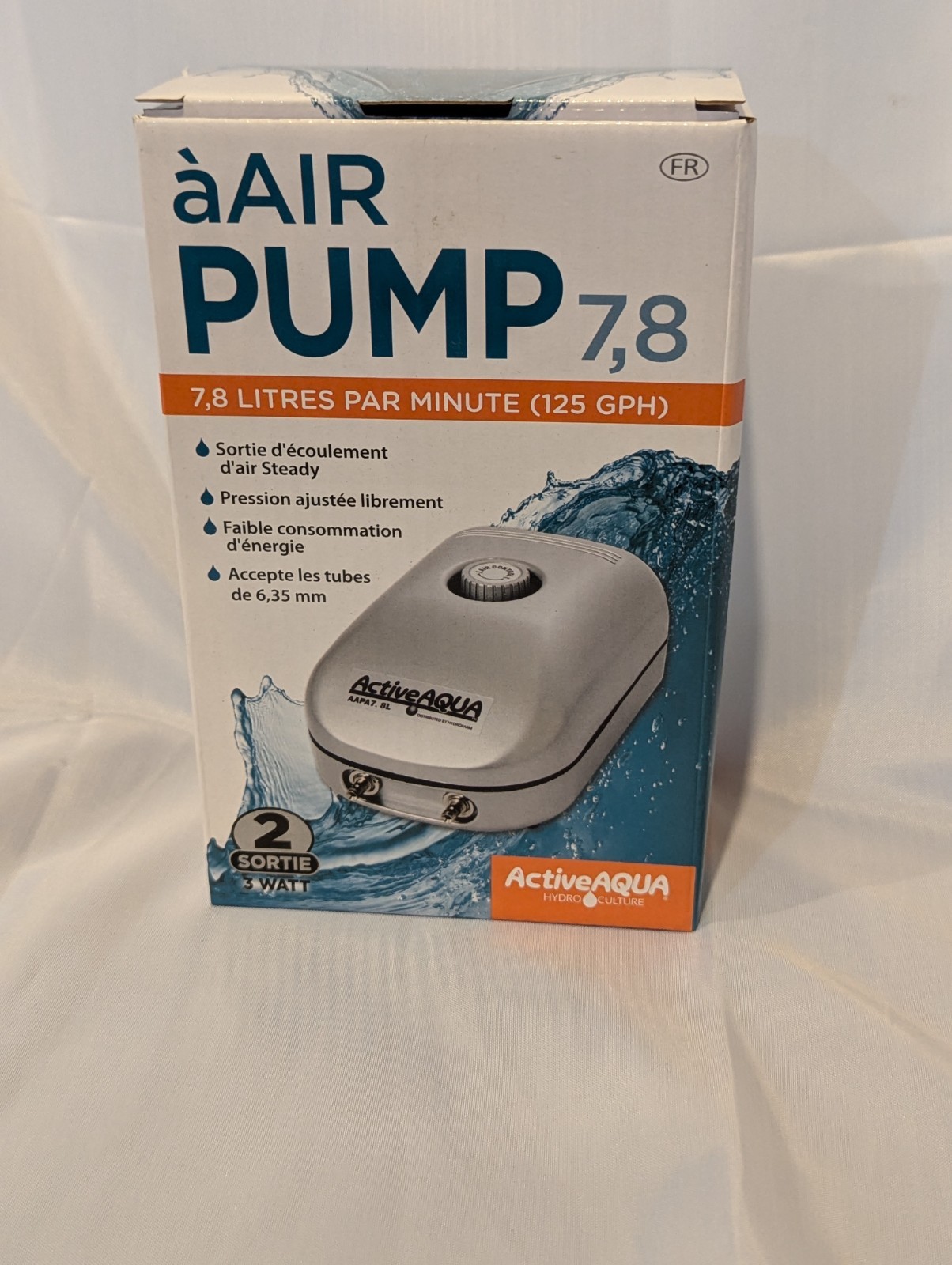 Hydrofarm Active Aqua Air Pump 7.8-2 Outlet 125GPH New Free Shipping