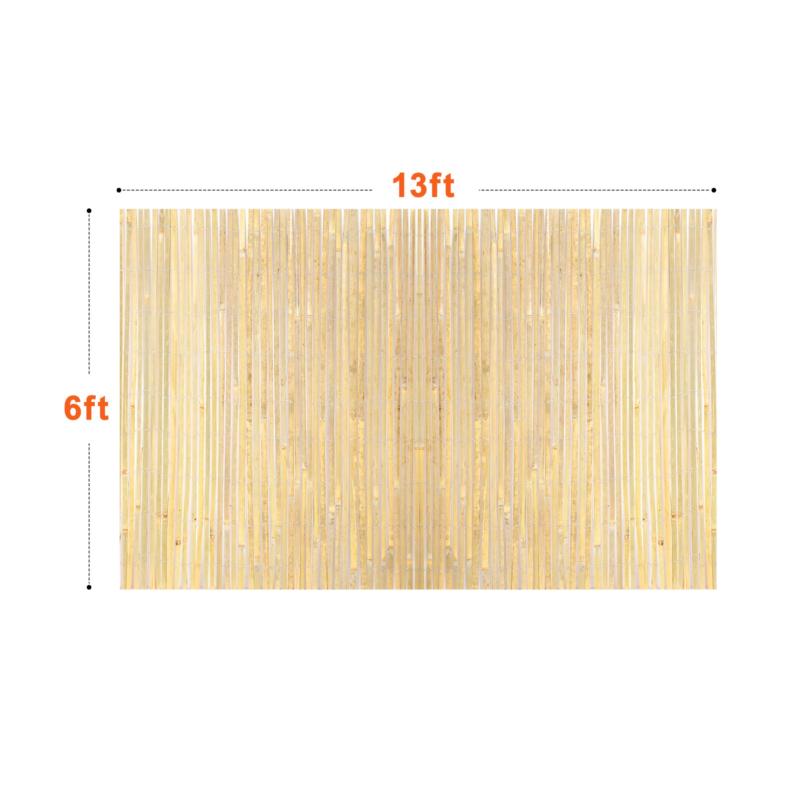 VEVOR Natural Bamboo Slat Screening Privacy Bamboo Slat Fence 6 ft H x 16 ft L
