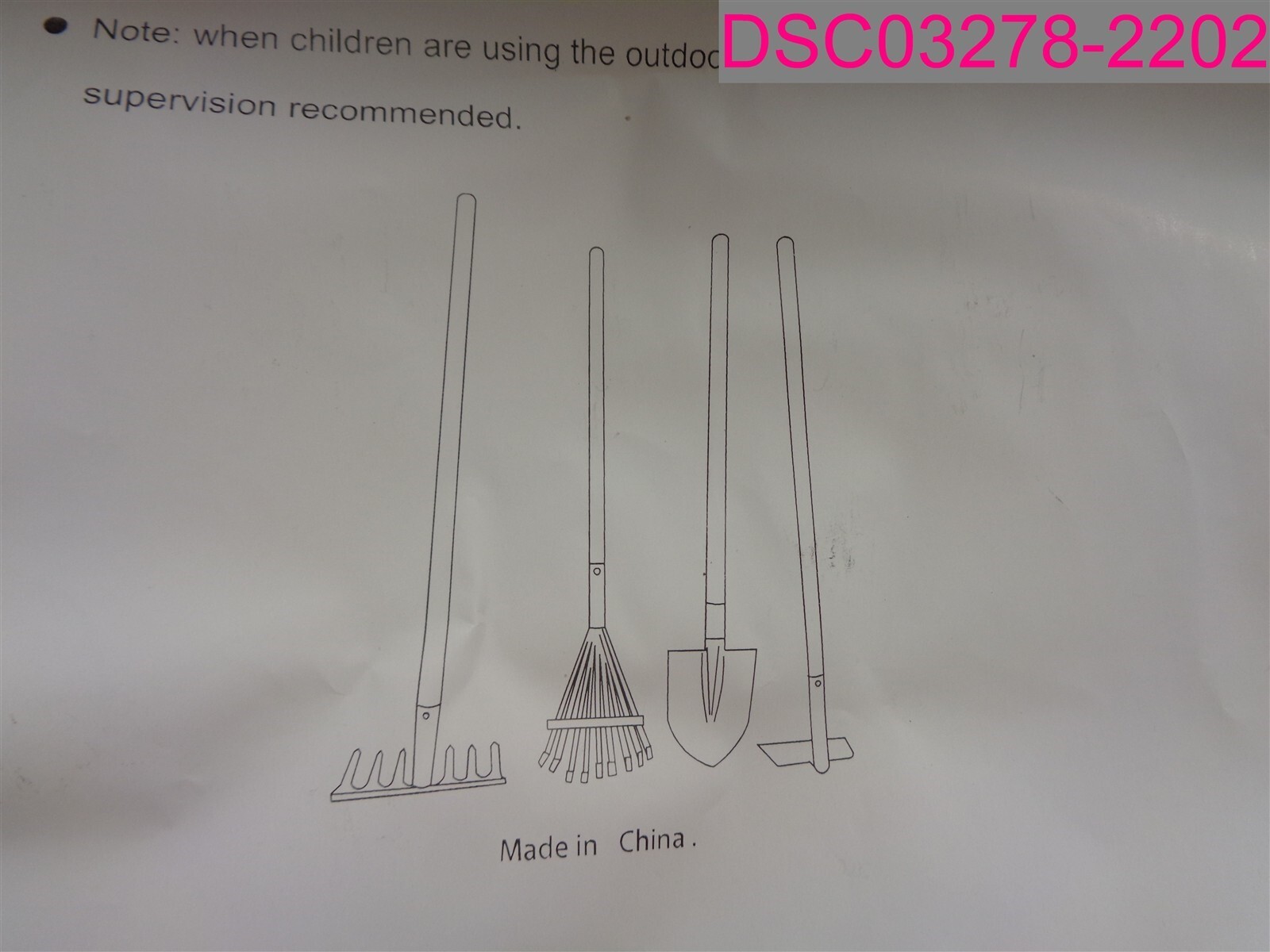 4 Pc. Hey! Play! KidS Garden Tool Set Child Safe Shovel, Rake, Hoe & Leaf Rake