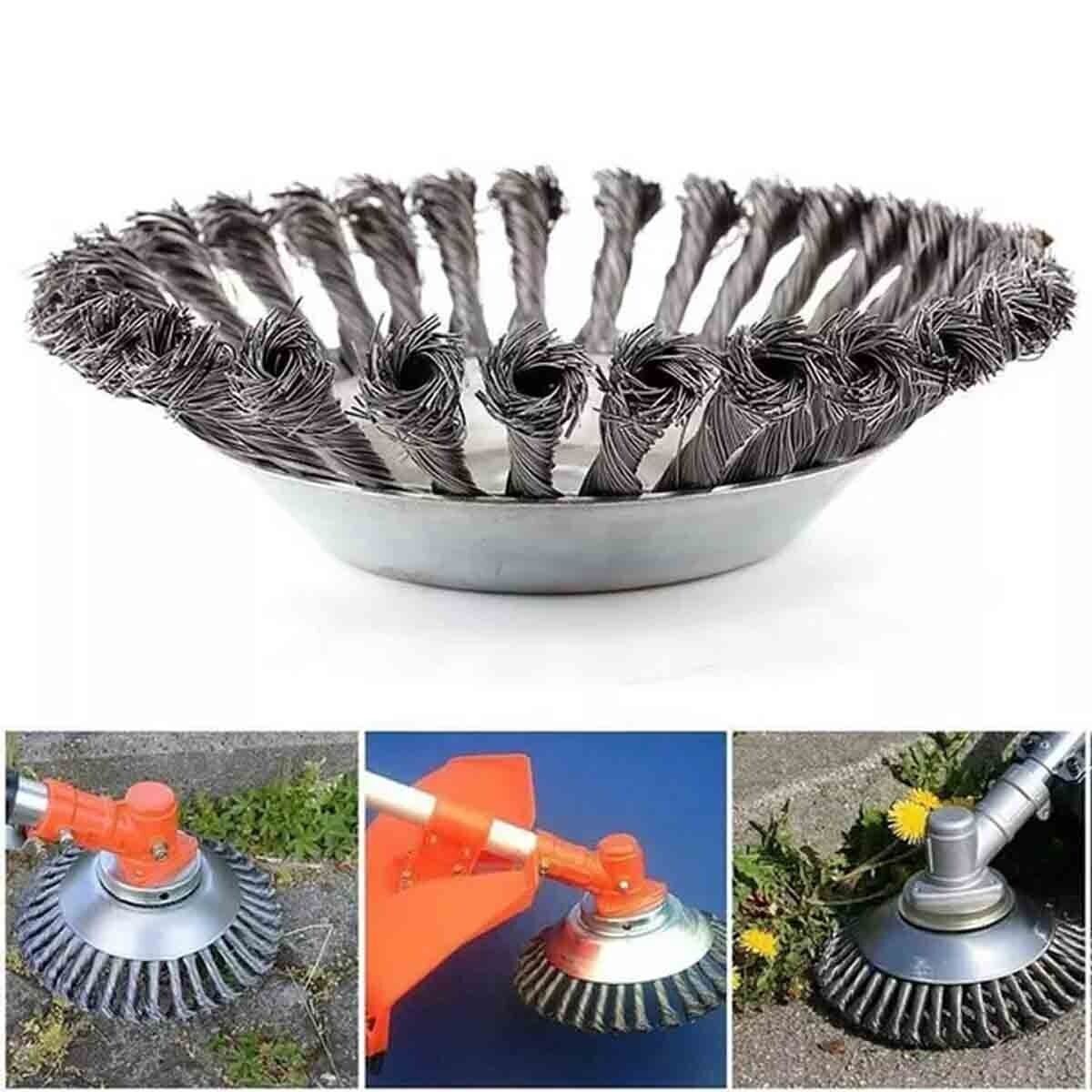 New 8 Inch Steel Wire Wheel Brush Grass Trimmer Head Weed With Adapter Kit US