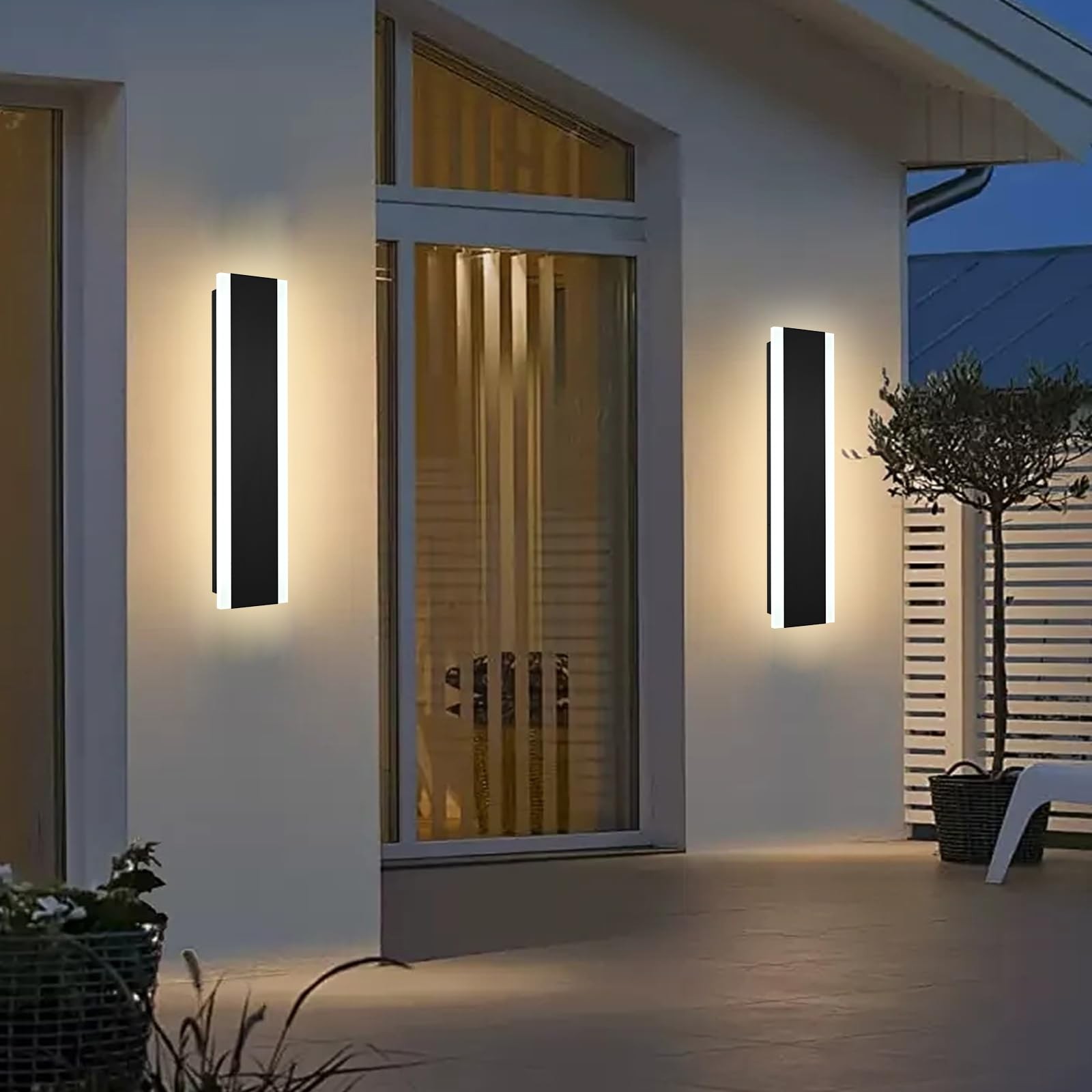 2 Pack 24in Modern LED Outdoor Wall Light,Long Outdoor LED Light Fixtures,IP6…