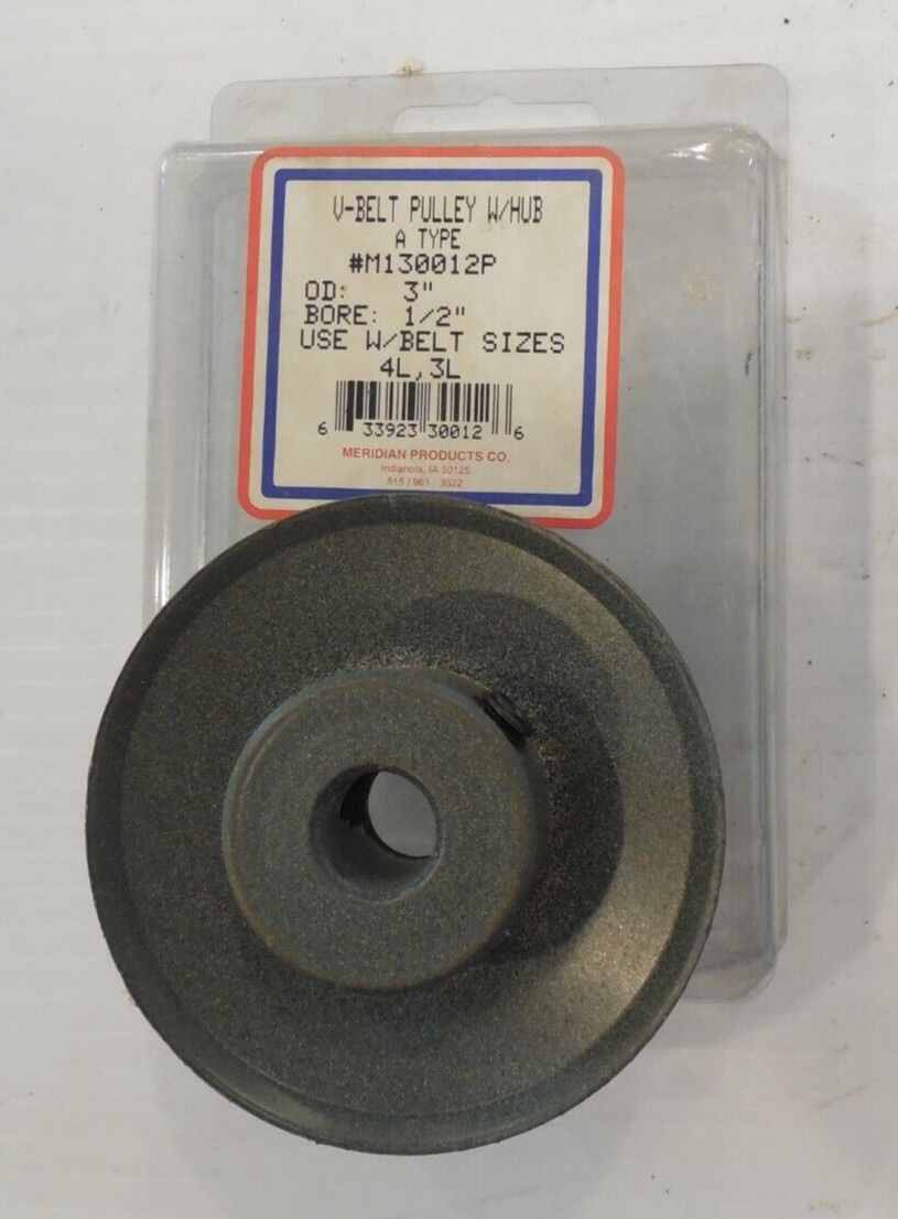 3″ Diameter Steel Pulley 1/2″ Bore w/ Set Screw 130012 For Belt Sizes 4L, 3L