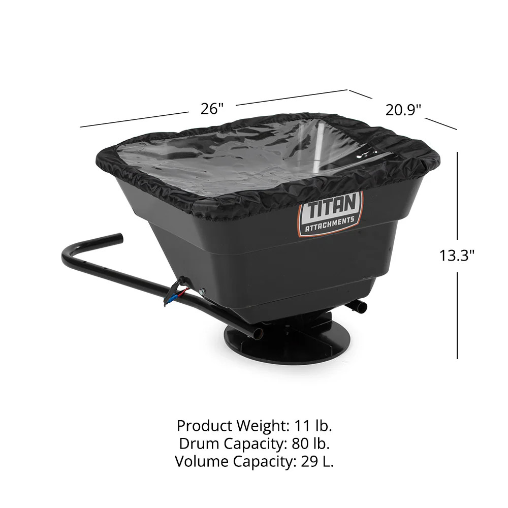 Titan Attachments 12 Volt ATV/UTV Broadcast Spreader, 80 LB Capacity, With Rain