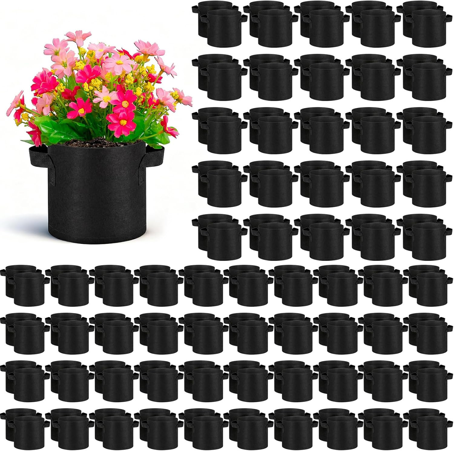 200 Packs Grow Bags Bulk Aeration Fabric Pot with Handles Thickened Nonwoven Gar