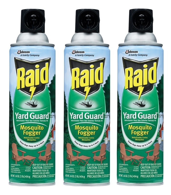 3 ~ Raid Yard Guard Mosquito Aerosol Fogger Keeps Bugs Away Up To 6 Hrs 16 oz