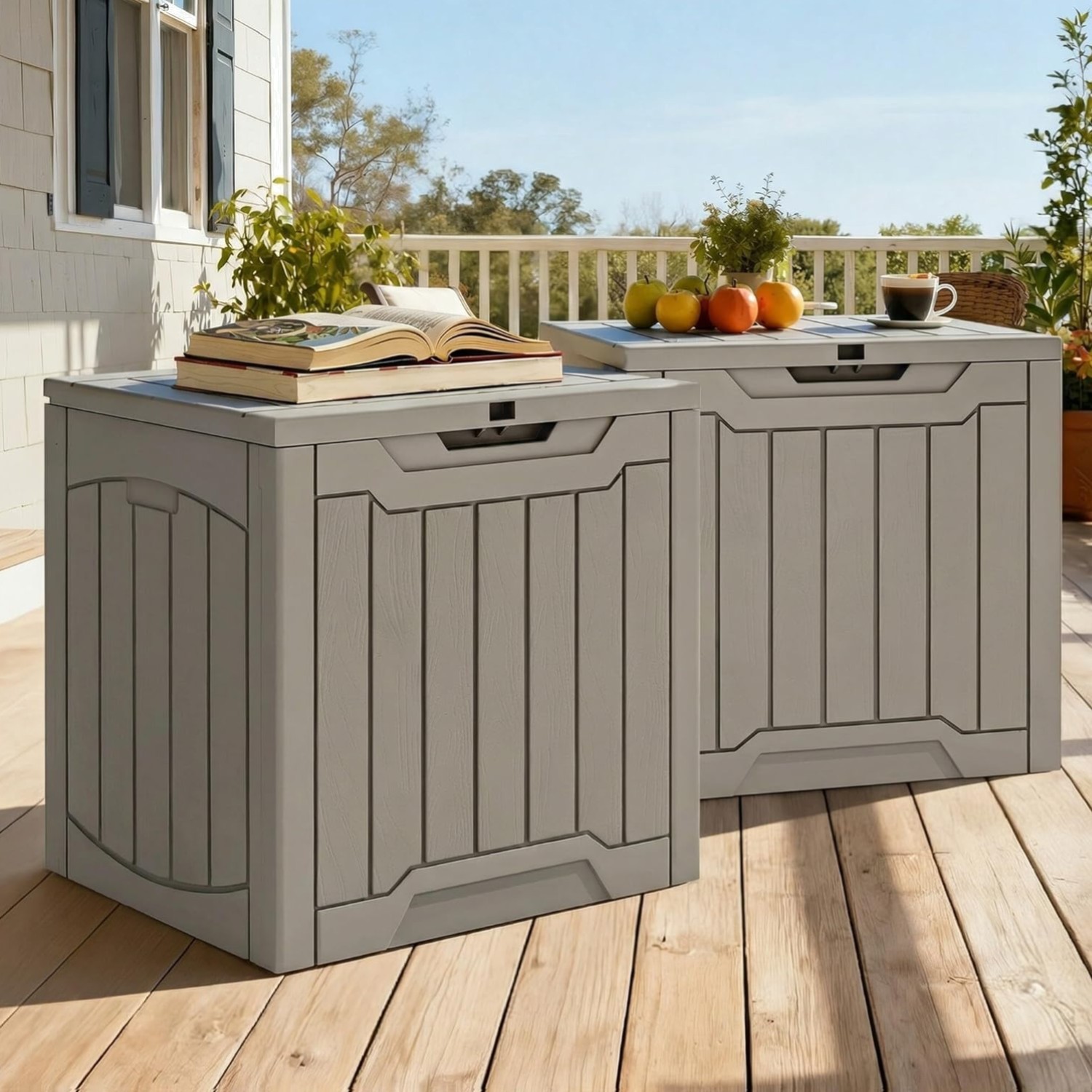 31 Gallon Waterproof Resin Deck Box – Stylish Lockable Outdoor Storage