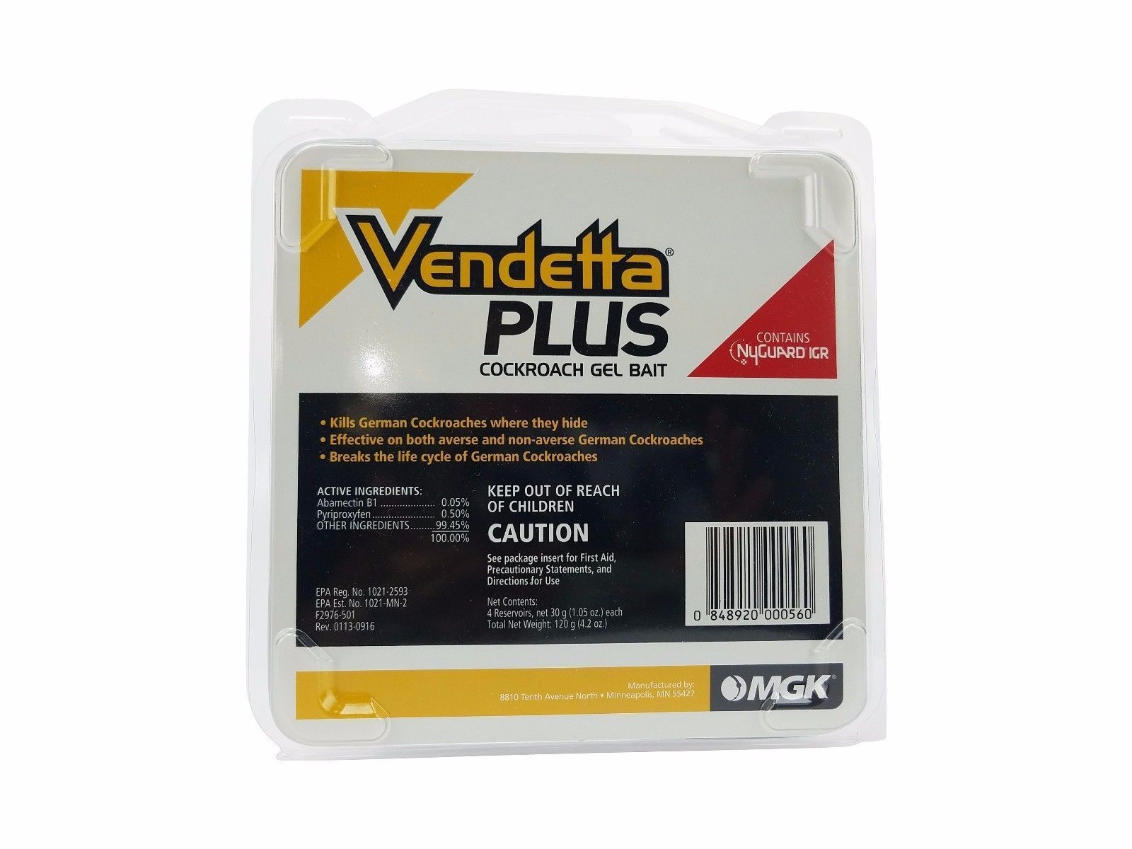New Vendetta Plus Roach Killer / Cockroach Gel Bait 4 TUBES w/Plunger and Tips!