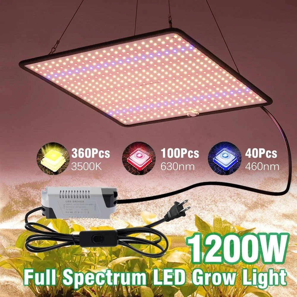 Grow Light 1200W Full Spectrum LED for Indoor Plant Growth 4×4 ft Coverage Area