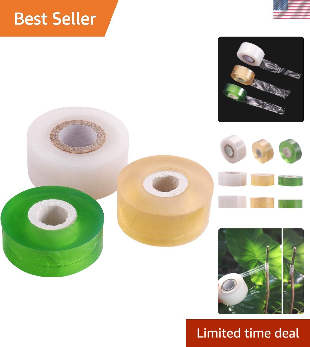 Versatile Grafting Tape for Various Fruit Trees – 3 Rolls with Unique Elasticity