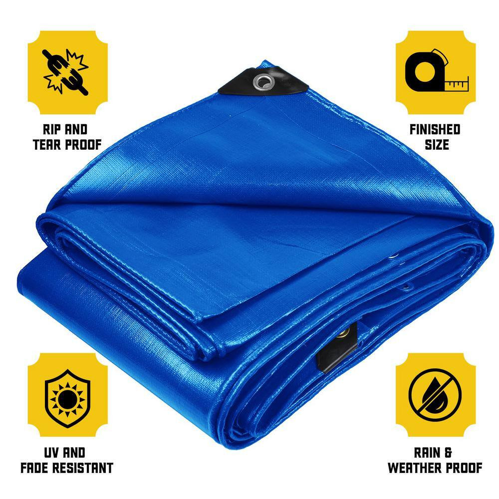 6 Ft. X 8 Ft. Blue 5 Mil Heavy Duty Polyethylene Tarp, Waterproof, UV Resistant,