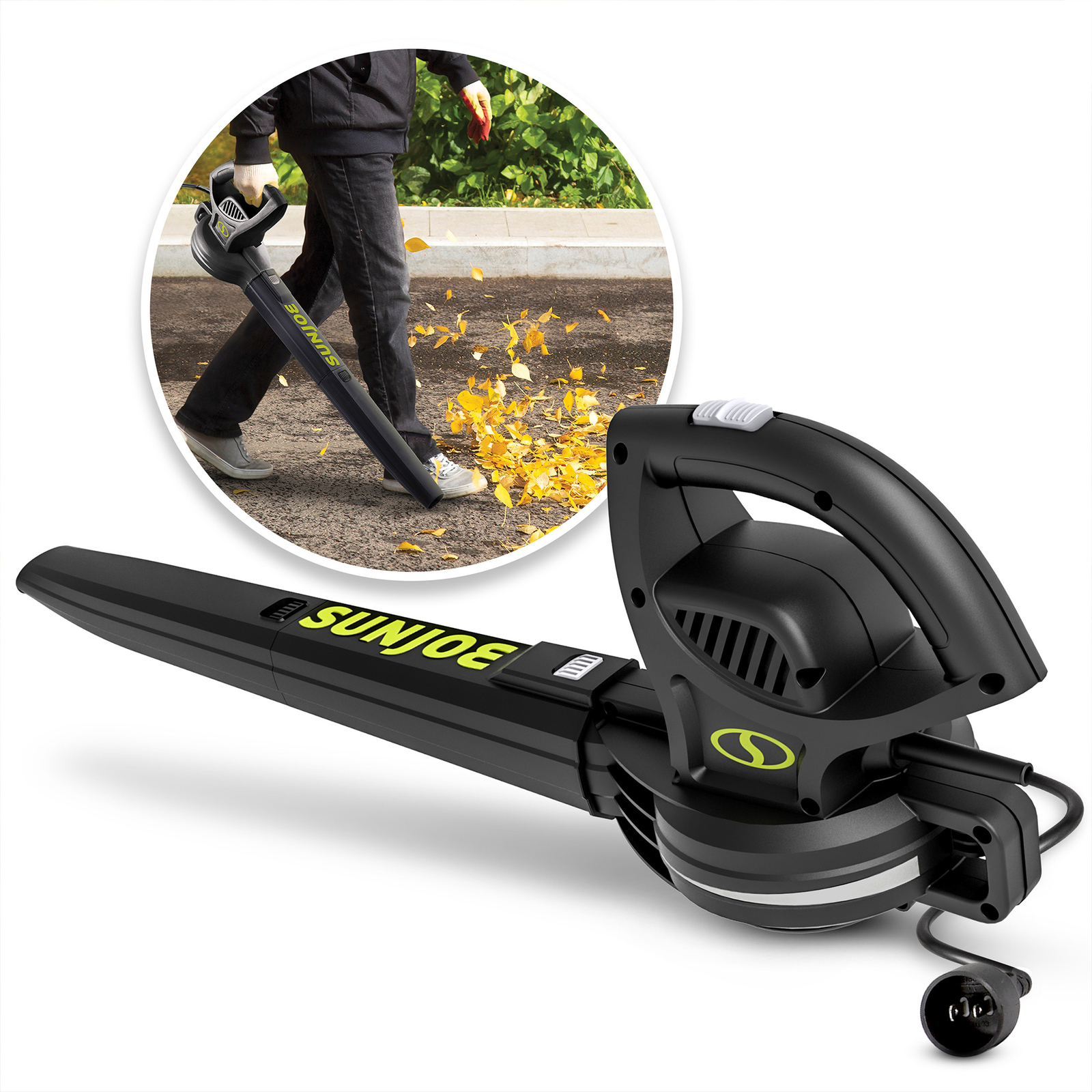 Sun Joe SBJ597E 155 MPH 6 Amp Lightweight Electric Powered Leaf Blower, Black