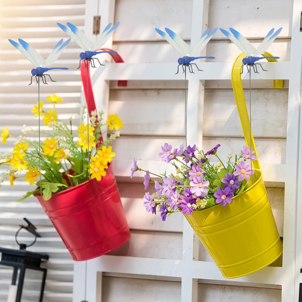 12 Fake Dragonfly Clips Clip on Dragonfly for Outdoors 3D Dragonfly Garden Decor