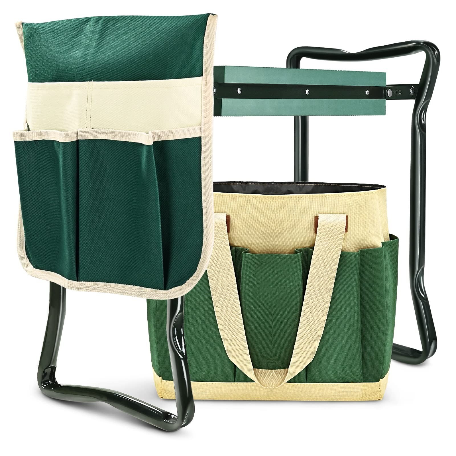 KVR Garden Kneeler and Seat with Soft Kneeling Pad, Heavy Duty, Green
