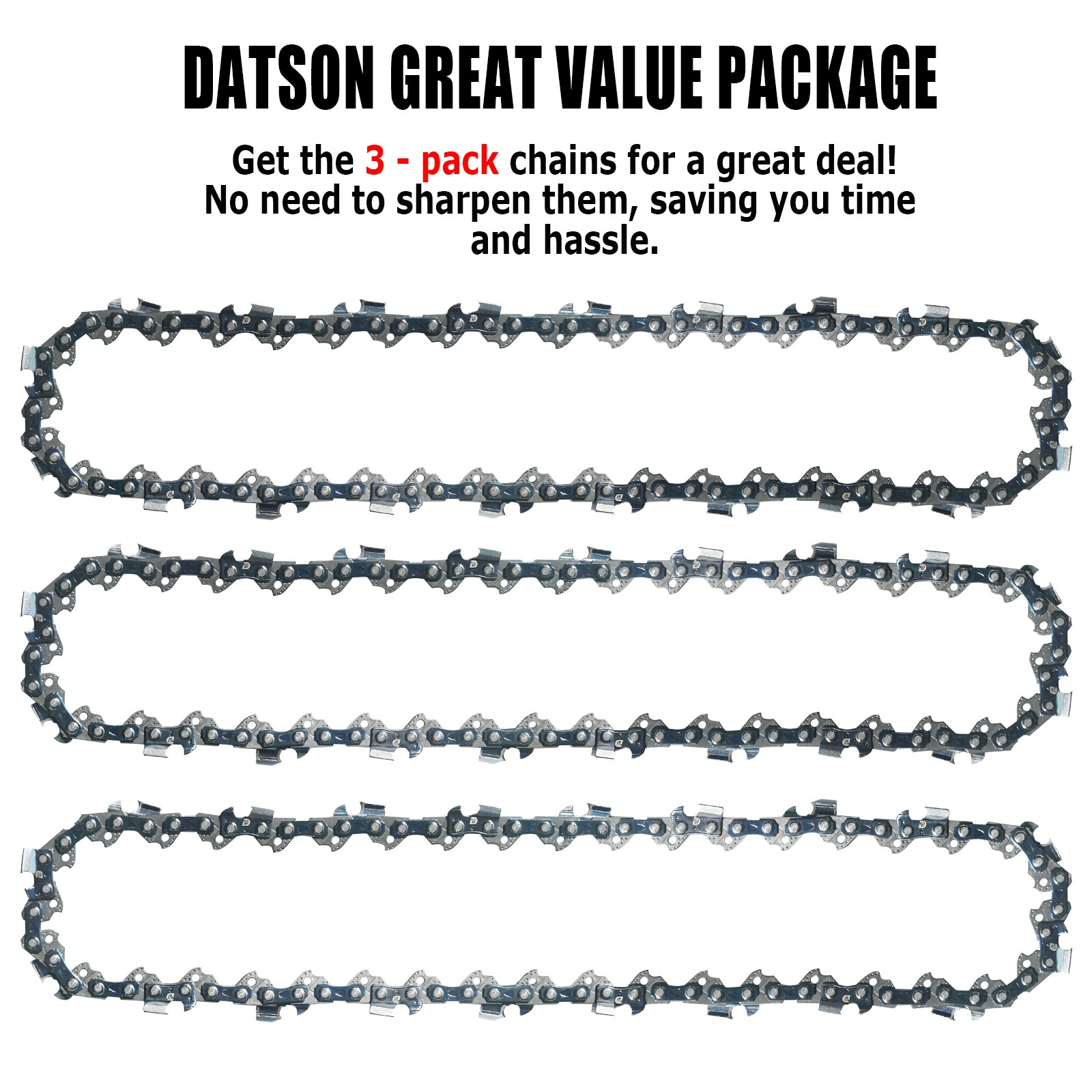 Full Chisel Chainsaw Chain 16 Inch .043 3/8 LP 56DL for Poulan DeWalt 3 Pack