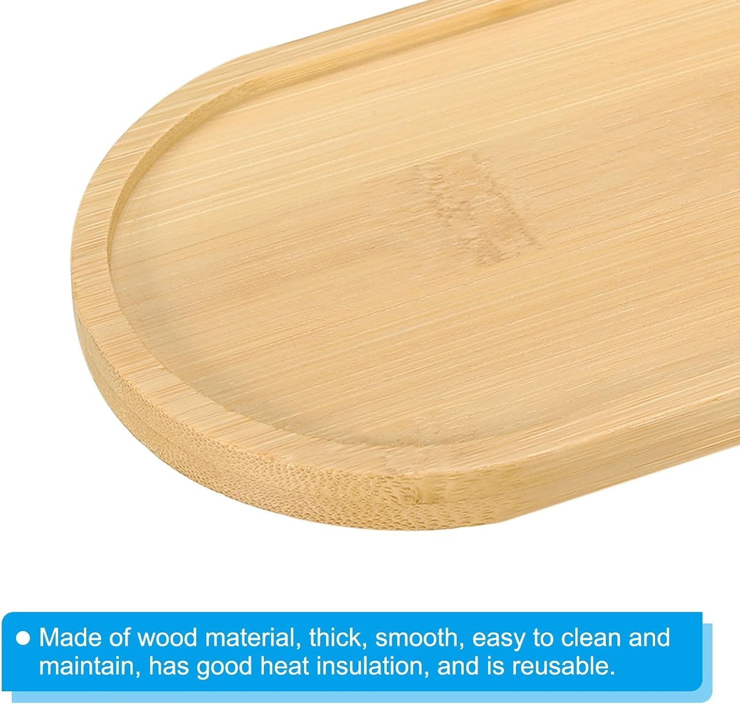 Elegant 7×3.5 Inch Bamboo Wood Saucer – Non-Slip Rectangular Plant Tray