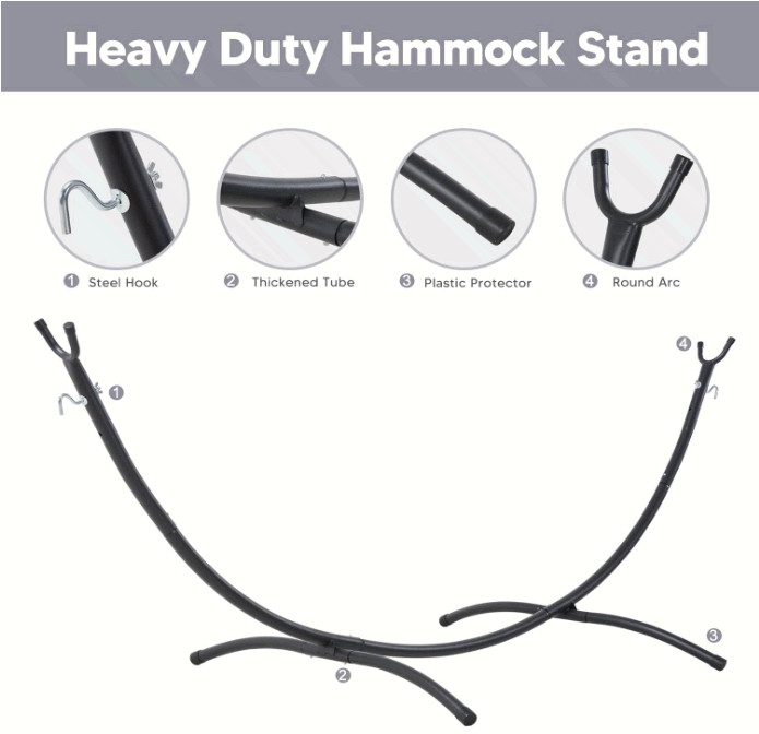 Stand Alone Hammock for Outside, 2-Person Self-Standing, Light Gray