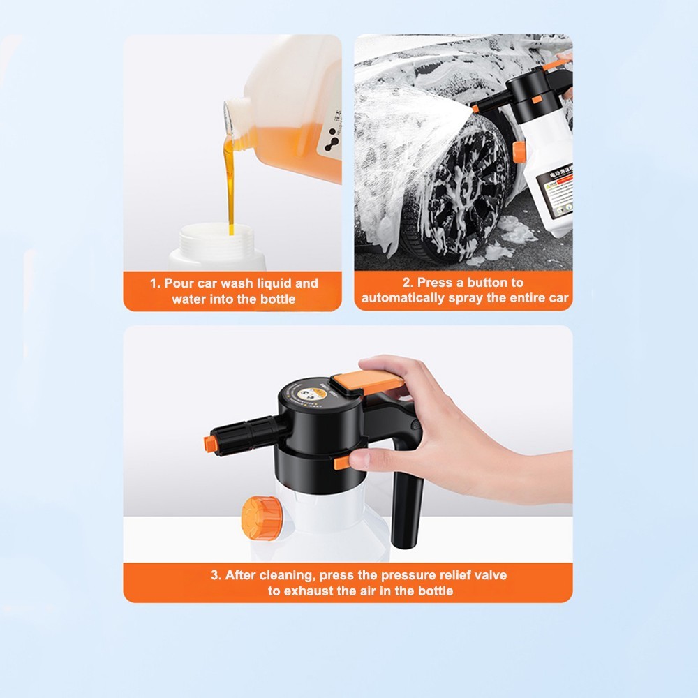 Electric Foam Sprayers 2L Pressurized Rechargeable Home Garden Car Wash Cleaning