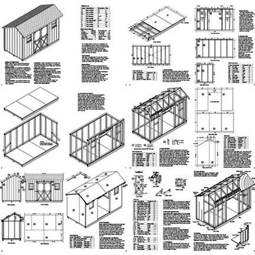 6′ x 12′ Classic Saltbox Style Storage Shed Plans, Material List Included #70612