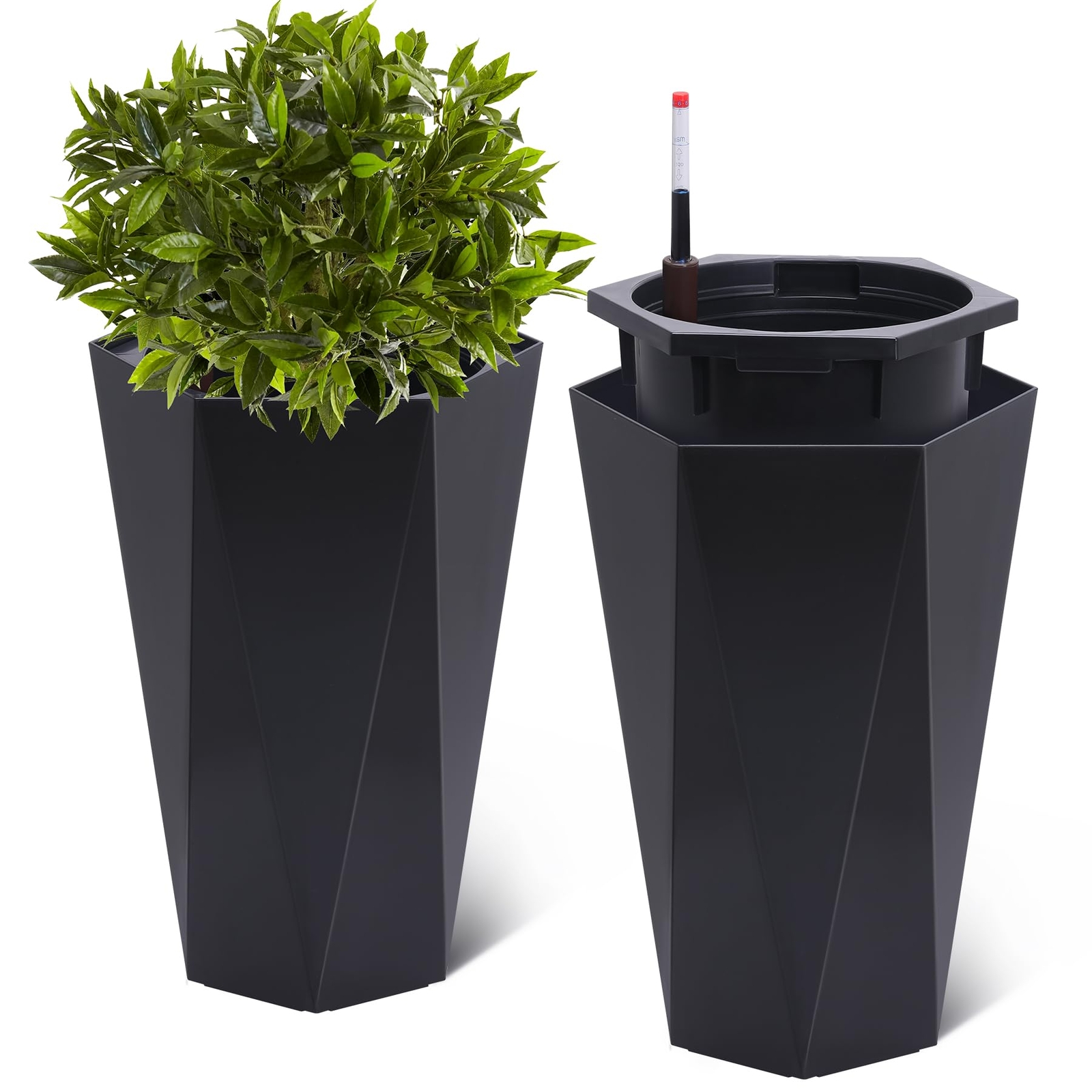 22.4″ Tall Planter Set of 2 Large Self-Watering Plant Pot for Indoor/Outdoor Use
