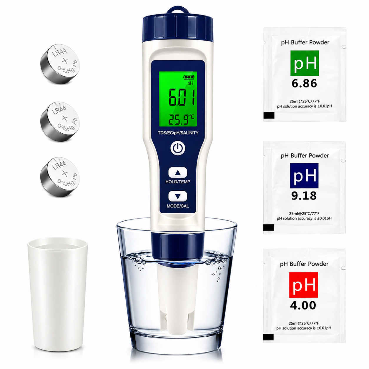 5-in-1 TDS Meter & pH Tester High Accuracy 0.01 Digital Water Quality EC Temp Sa