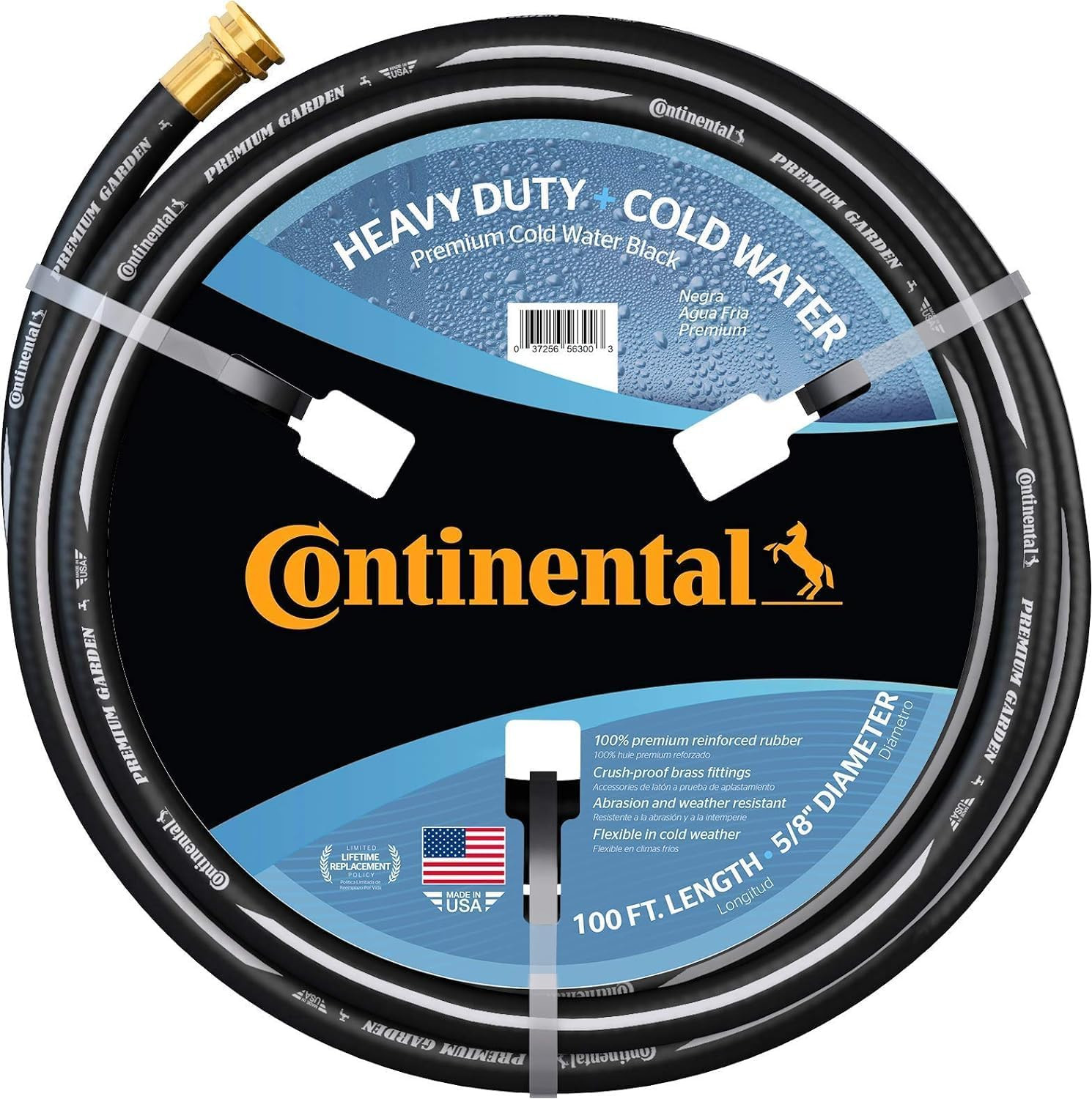 Continental Premium Garden Black Heavy Duty Cold Water Garden Hose, 5/8In inside