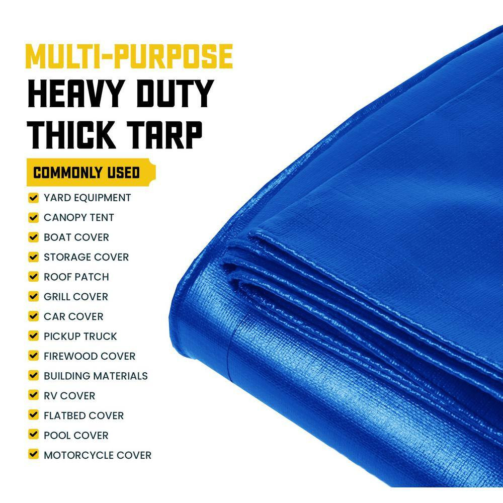 6 Ft. X 8 Ft. Blue 5 Mil Heavy Duty Polyethylene Tarp, Waterproof, UV Resistant,