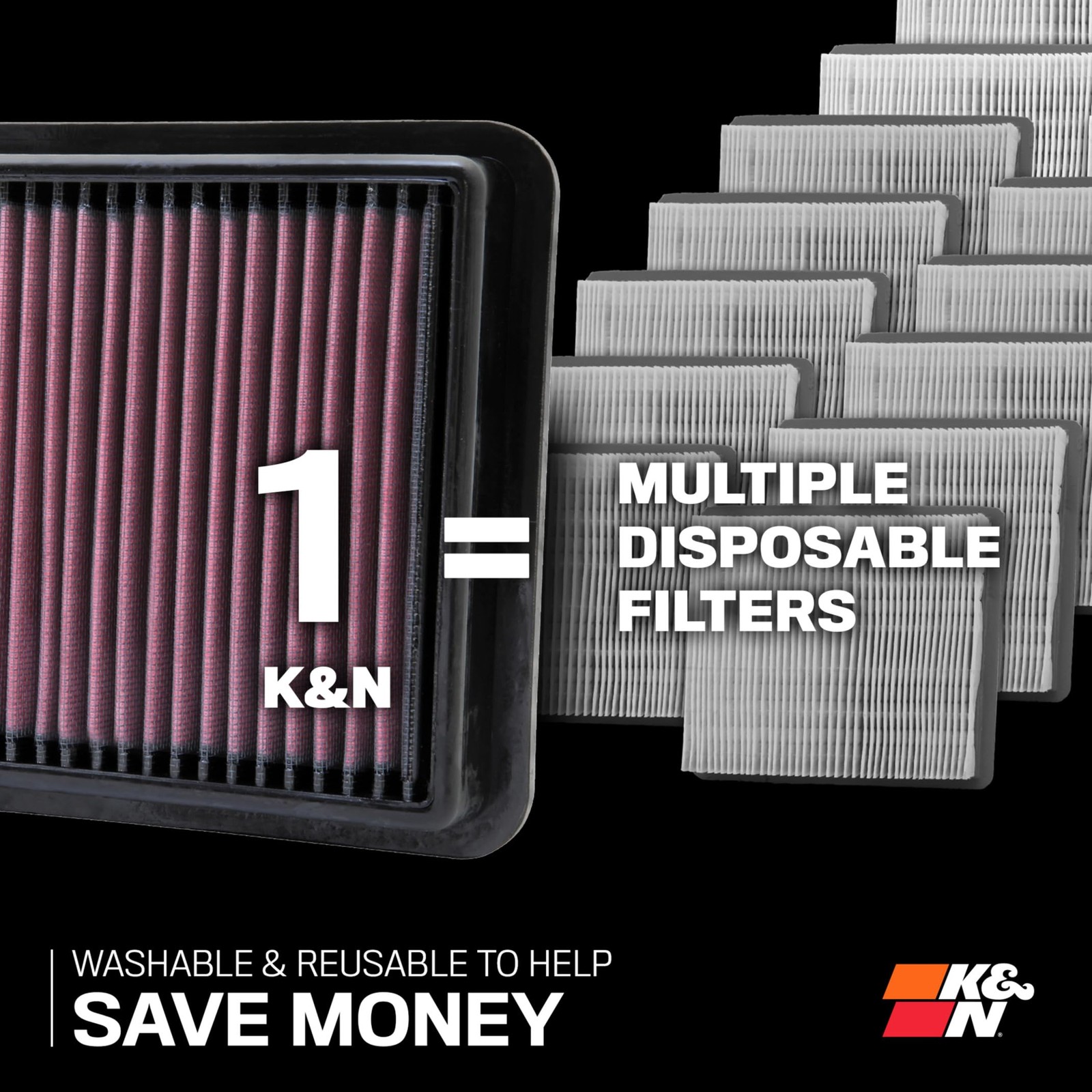 KN High-Flow Original Lifetime Engine Air Filter Increase Power Premium,
