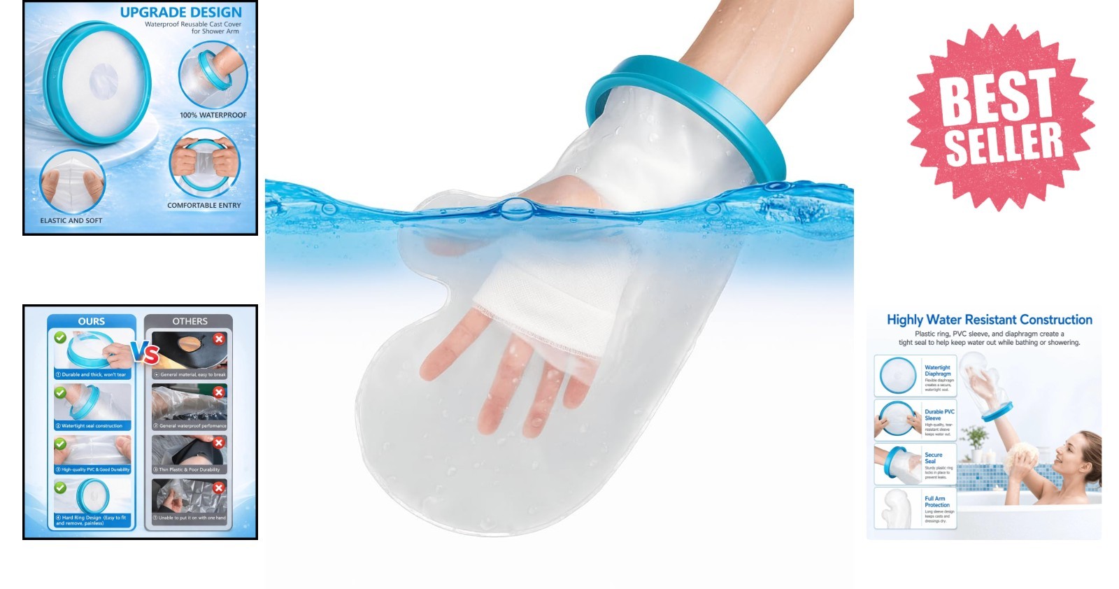 Adjustable Waterproof Shower Sleeve for Casts and Bandages – Adult Size