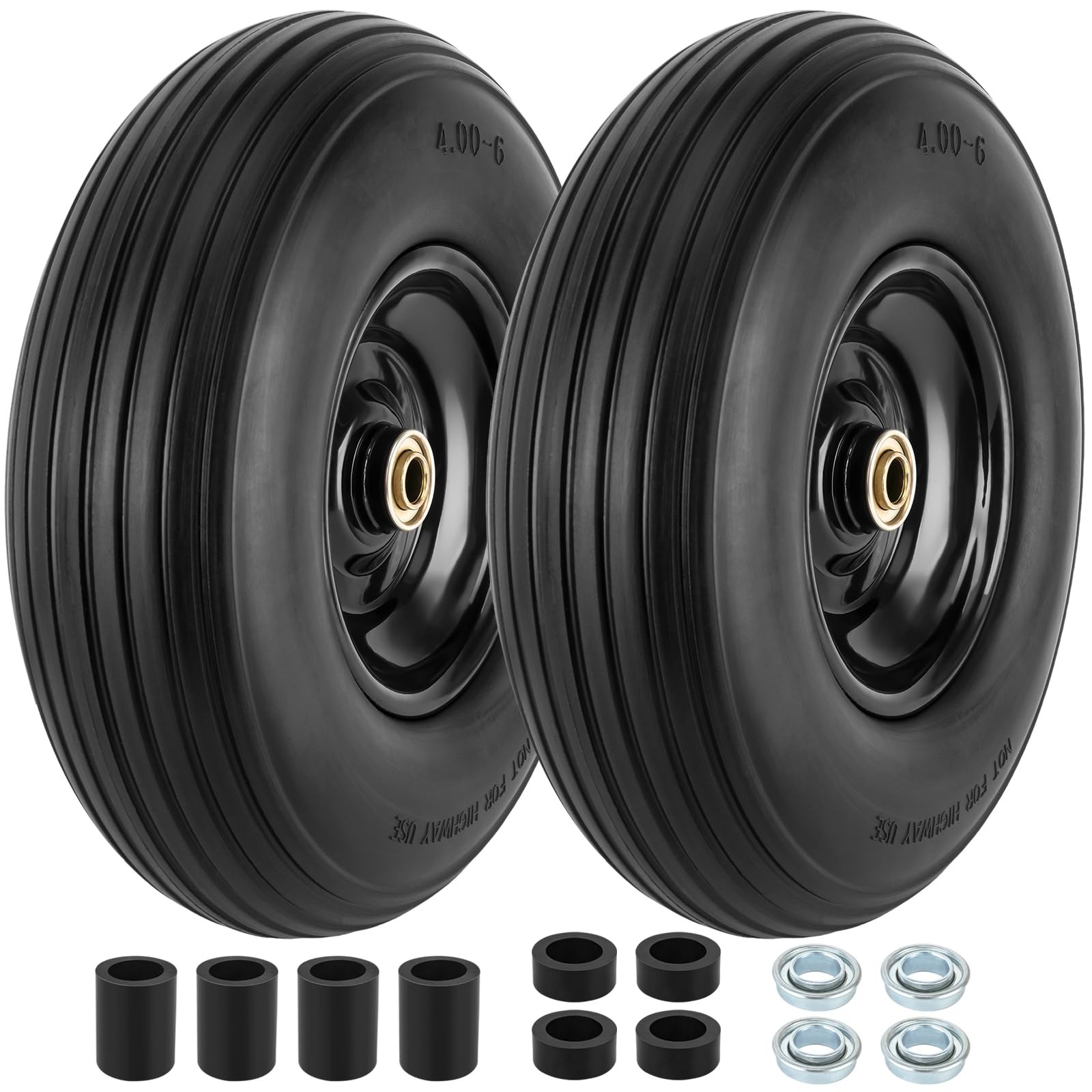 Tire and Wheel 4.00-6 Solid Replacement 13″ 5/8″ or 3/4″ Bearings 2 PCS