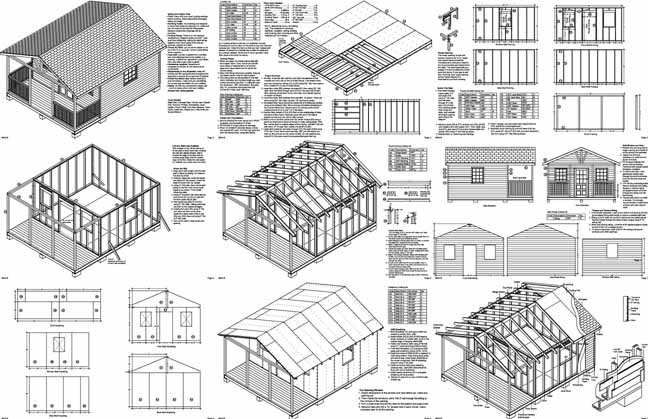 Outdoor Structure Building / Cabin Shed Plans, Material List Includes #62016