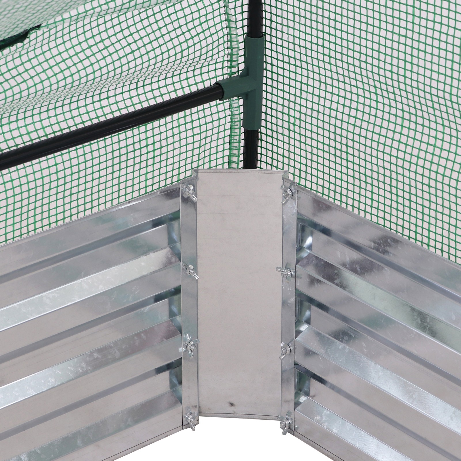 Galvanized Steel Raised Bed with Greenhouse – Green – 2 ft x 2 ft by Sunnydaze