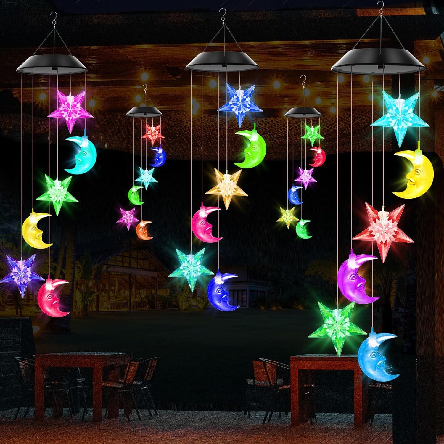 Solar Powered LED Light Decor Wind Chimes Garden Hanging Colour Changing Outdoor