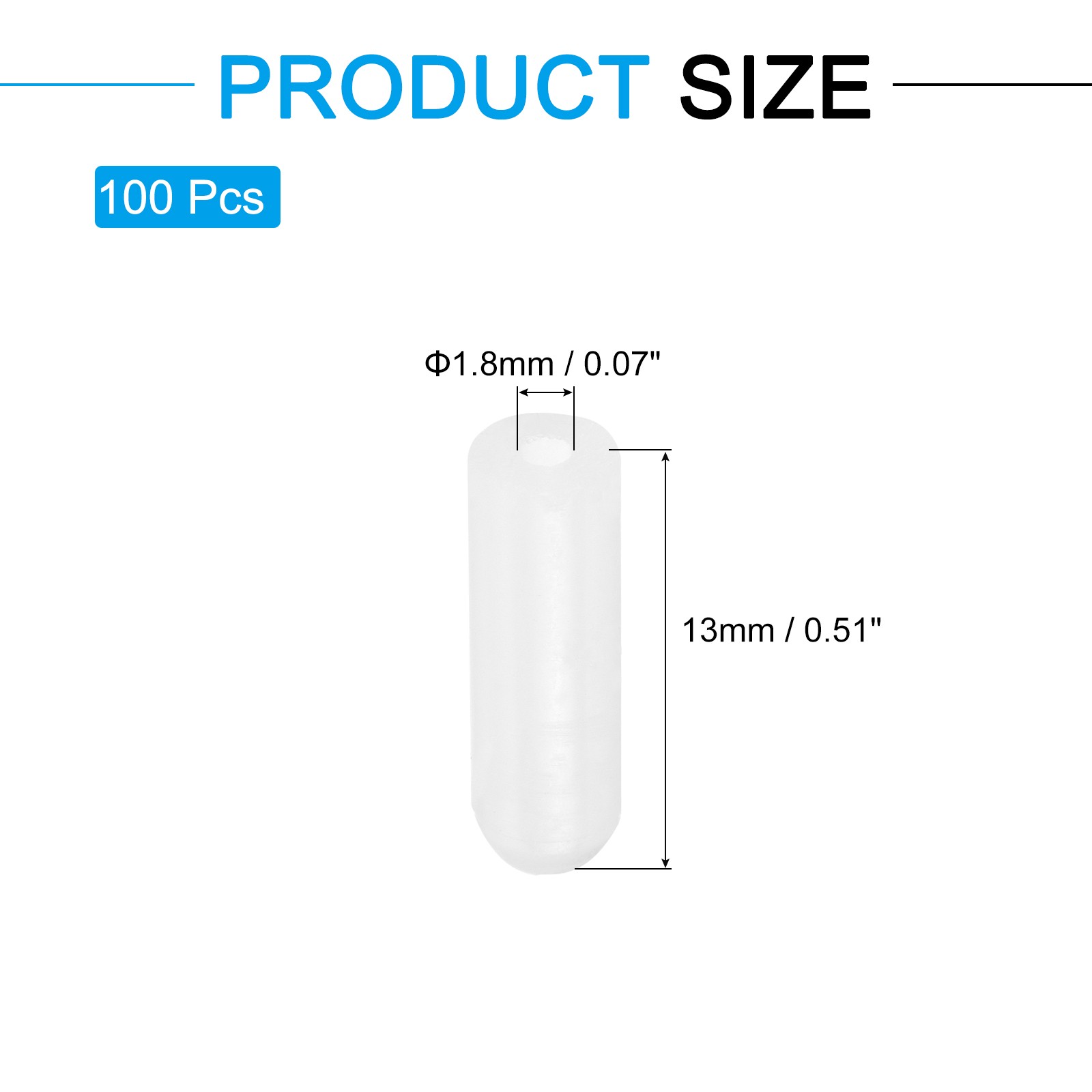 100Pcs Silicone End Caps, 1.8mm(1/16″) ID 13mm(1/2″) Height, Clear